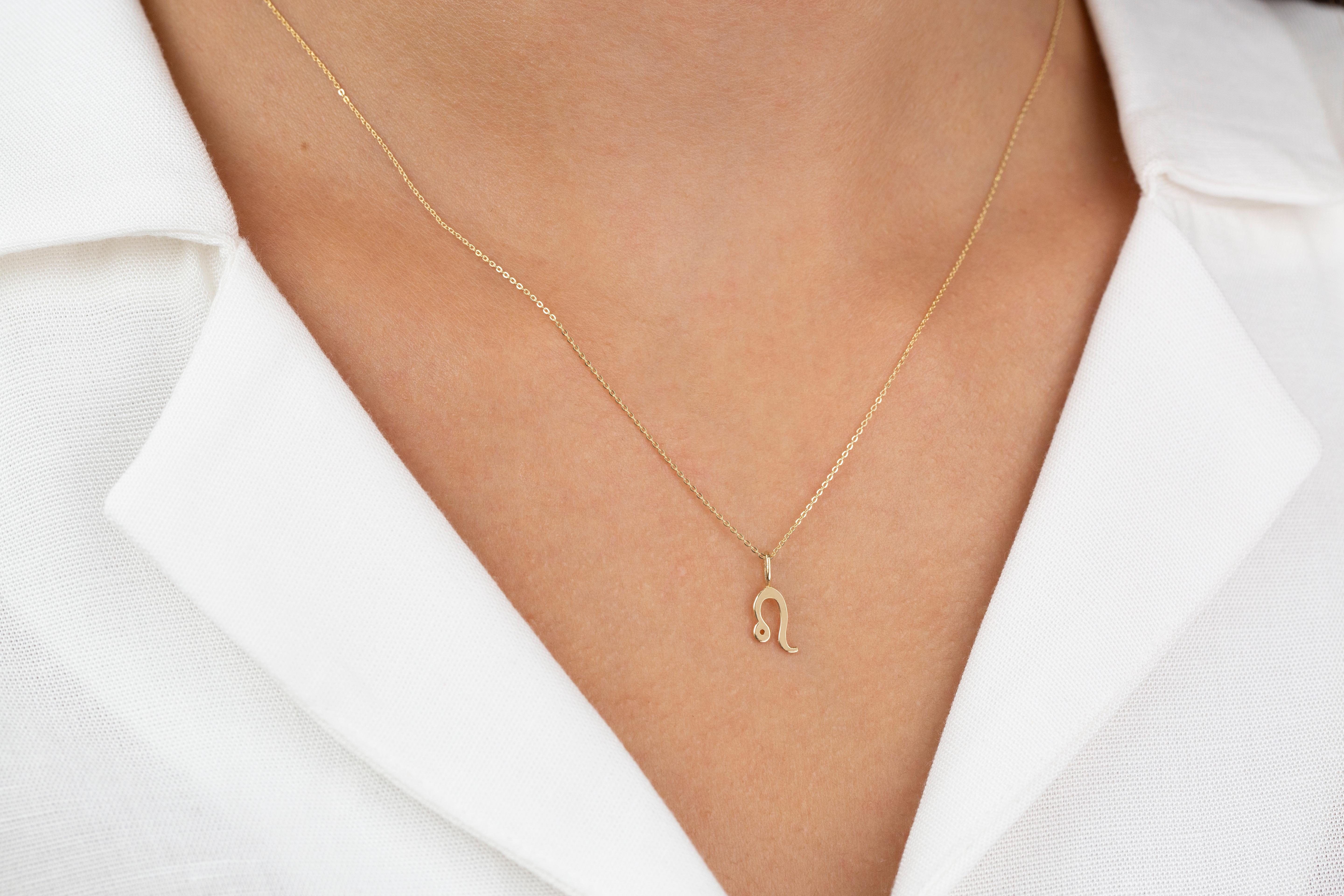 Women's or Men's 14k Gold Necklace Leo Sign Symbol Zodiac Collection Necklace For Sale