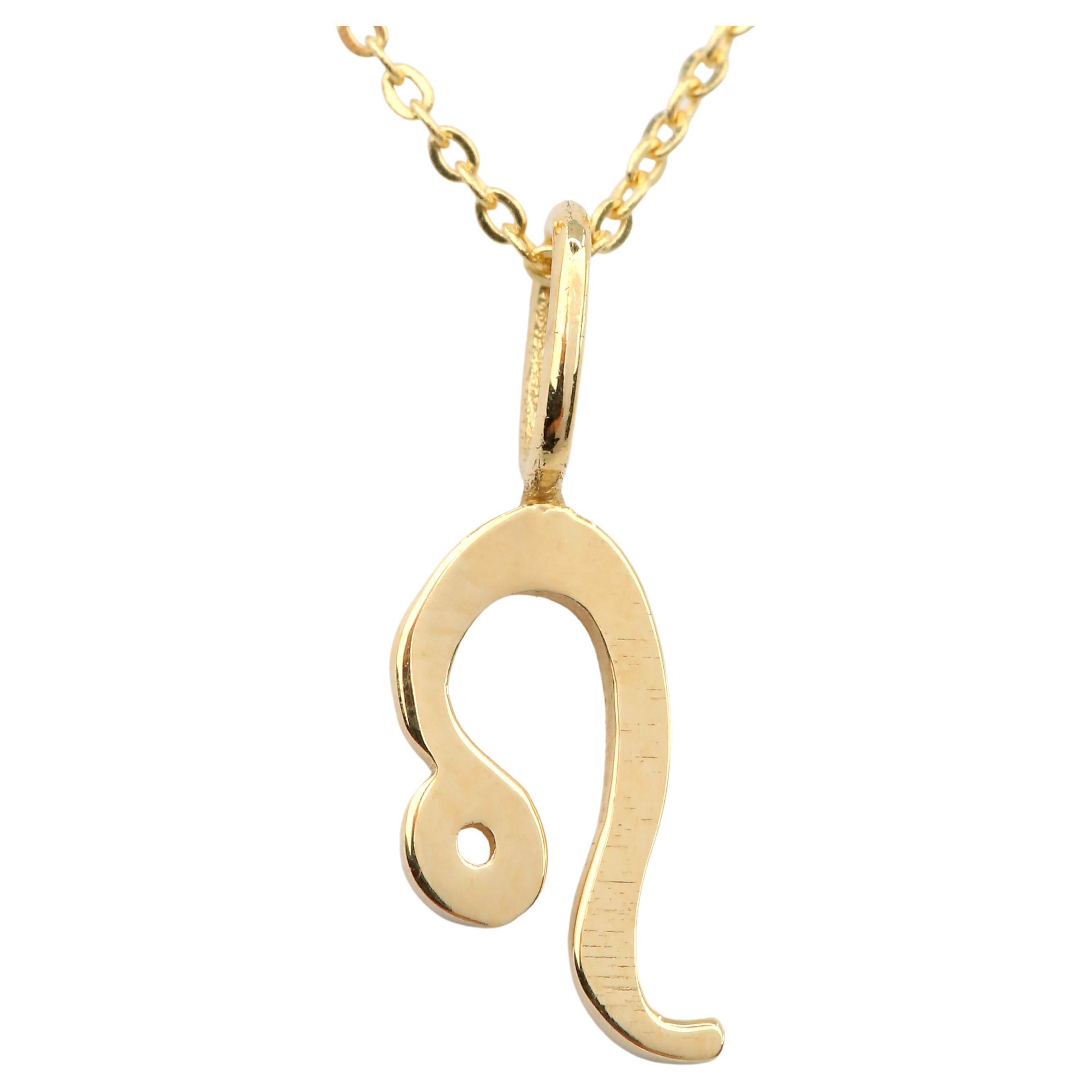 14k Gold Necklace Leo Sign Symbol Zodiac Collection Necklace For Sale