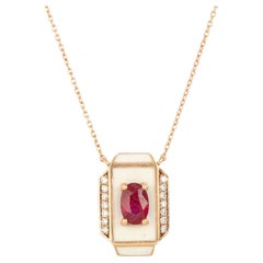 Collier en or 14 carats, pierres de rubis et moissanite
