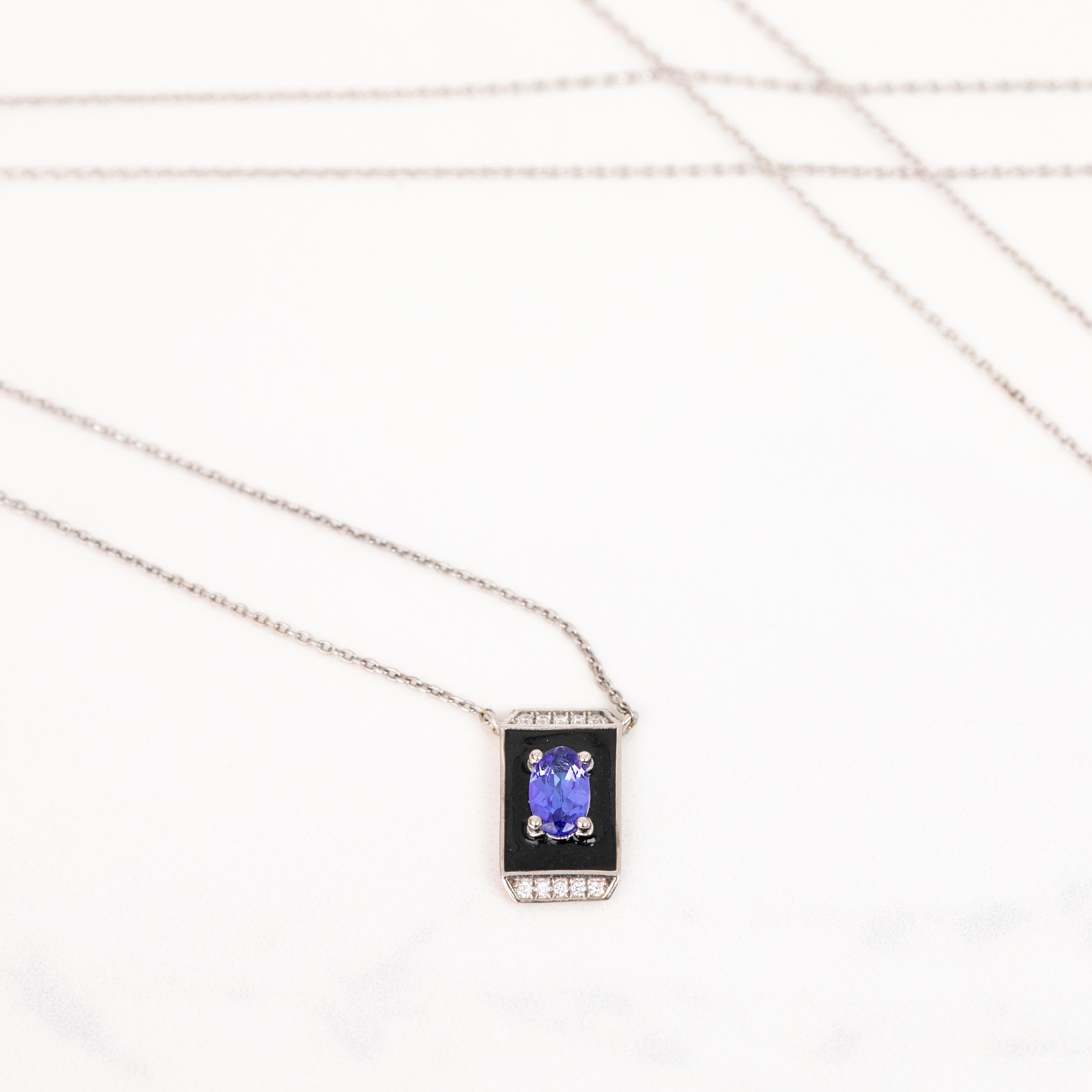 Women's or Men's 14K Gold Necklace, Sapphire Stone and Diamond Stone Necklace For Sale