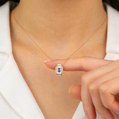 14K Gold Necklace, Sapphire Stone and Moissanite Stone Necklace