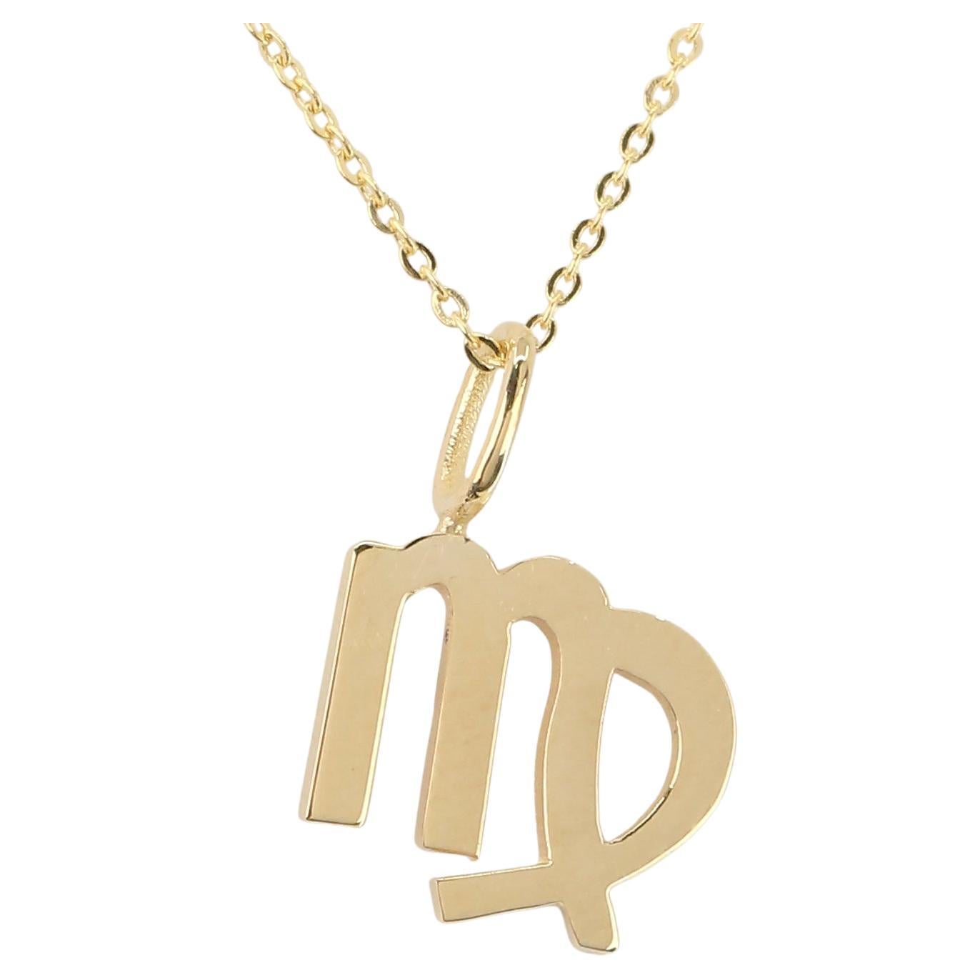 14k Gold Necklace Virgo Sign Symbol Horoscope Collection Necklace