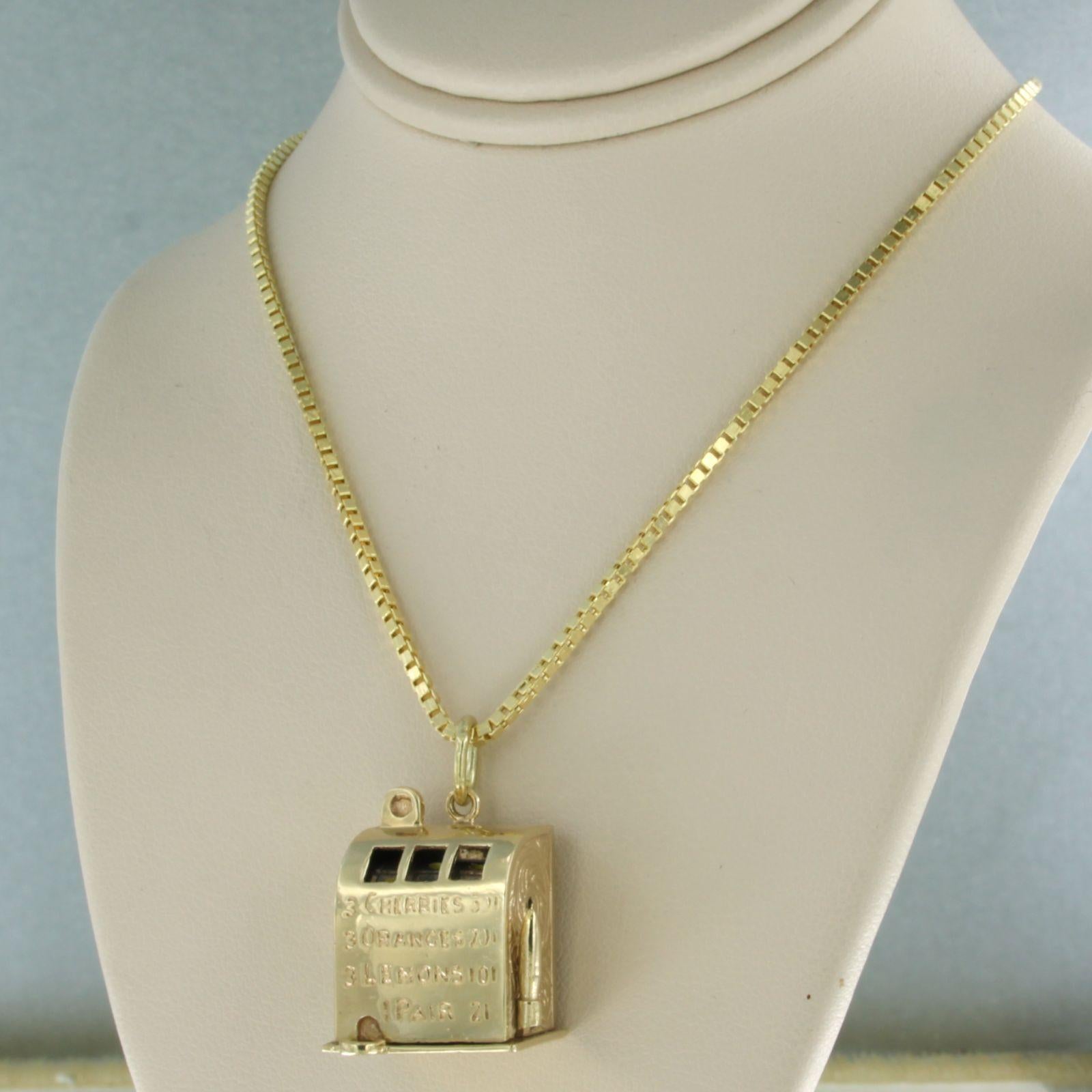 Halskette aus 14k Gold mit einem Anhänger in Form einer Schlitzmaschine - 16,8 Gramm - 50 cm lang im Angebot 6