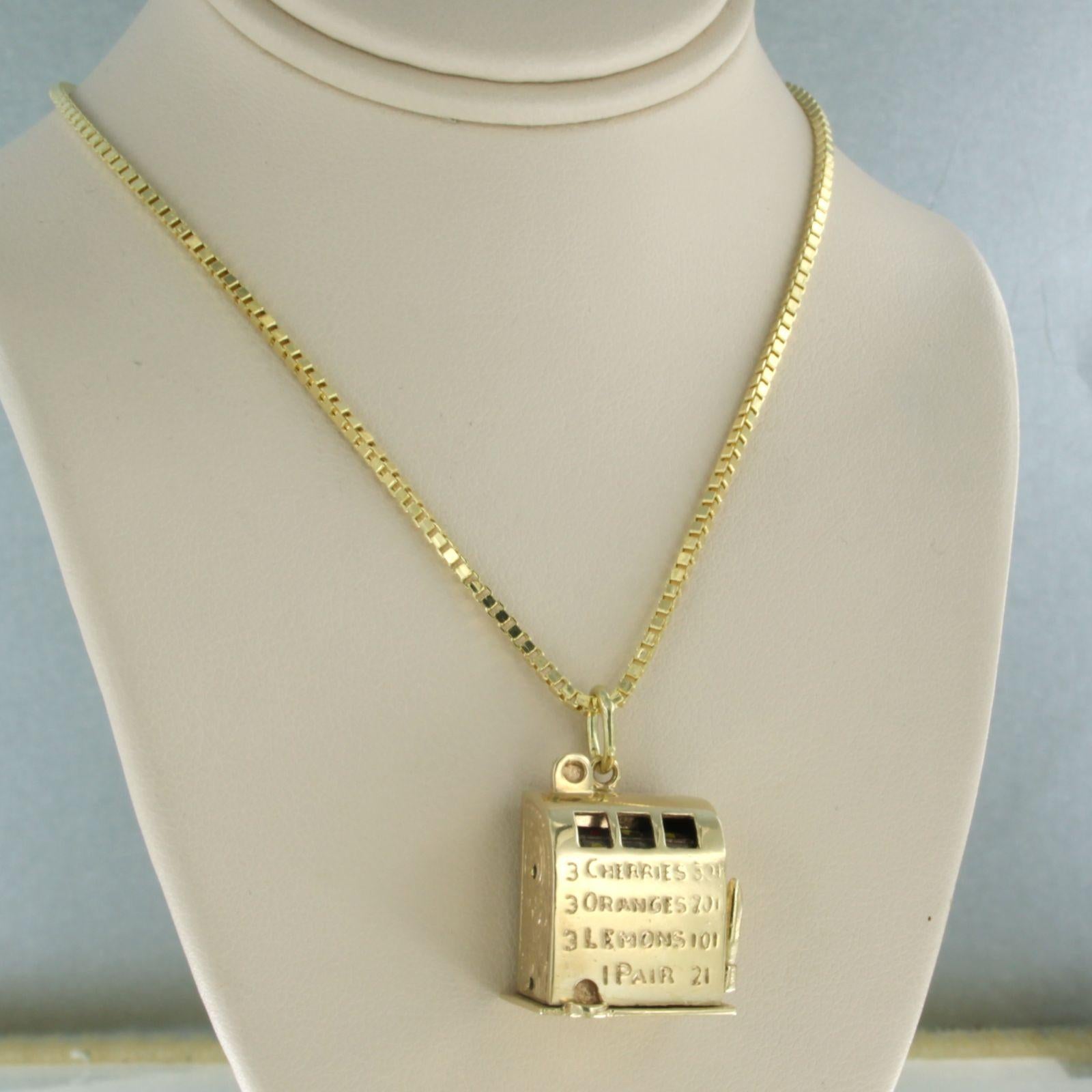 Halskette aus 14k Gold mit einem Anhänger in Form einer Schlitzmaschine - 16,8 Gramm - 50 cm lang im Angebot 7