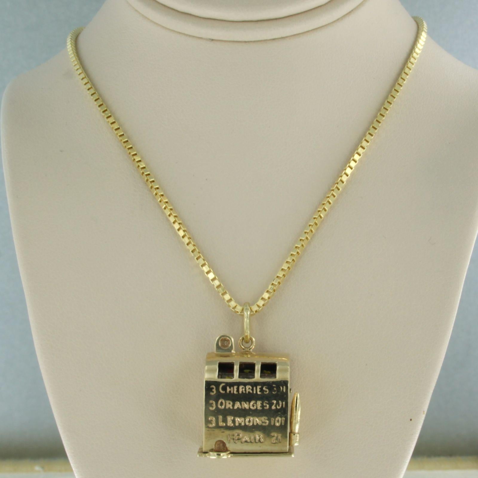 Halskette aus 14k Gold mit einem Anhänger in Form einer Schlitzmaschine - 16,8 Gramm - 50 cm lang im Angebot 8