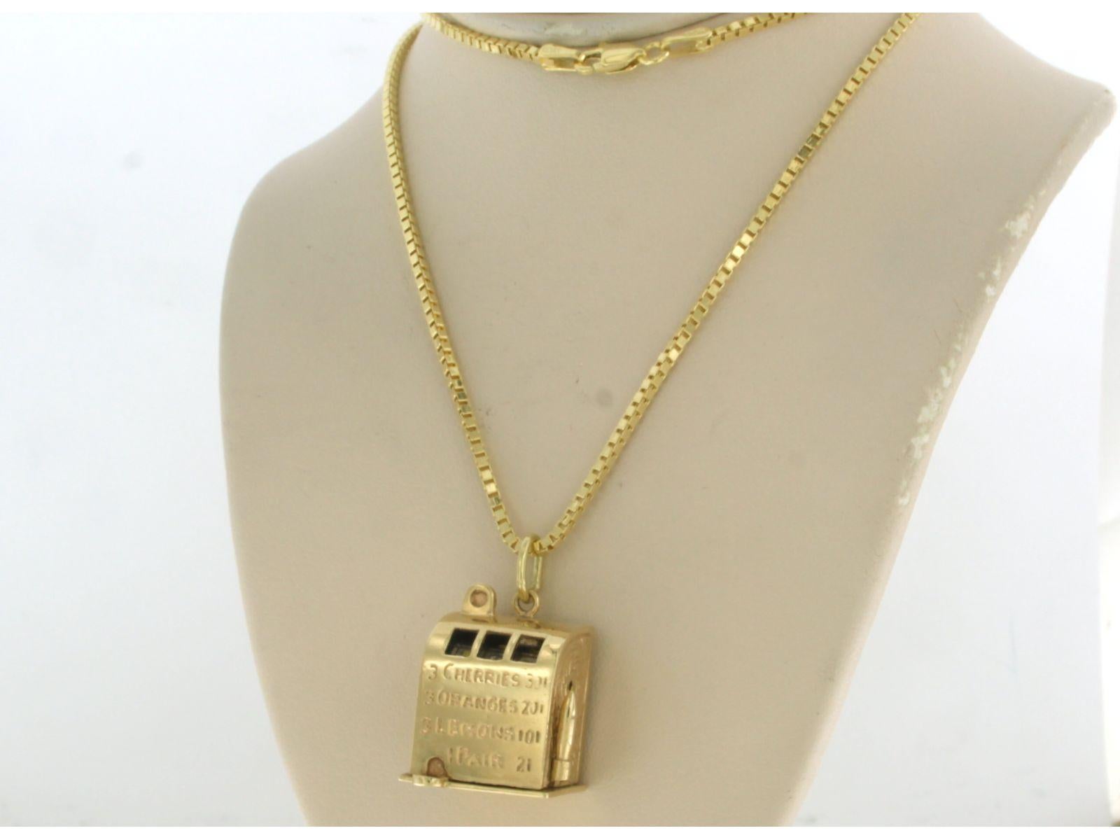 Halskette aus 14k Gold mit einem Anhänger in Form einer Schlitzmaschine - 16,8 Gramm - 50 cm lang im Zustand „Hervorragend“ im Angebot in The Hague, ZH