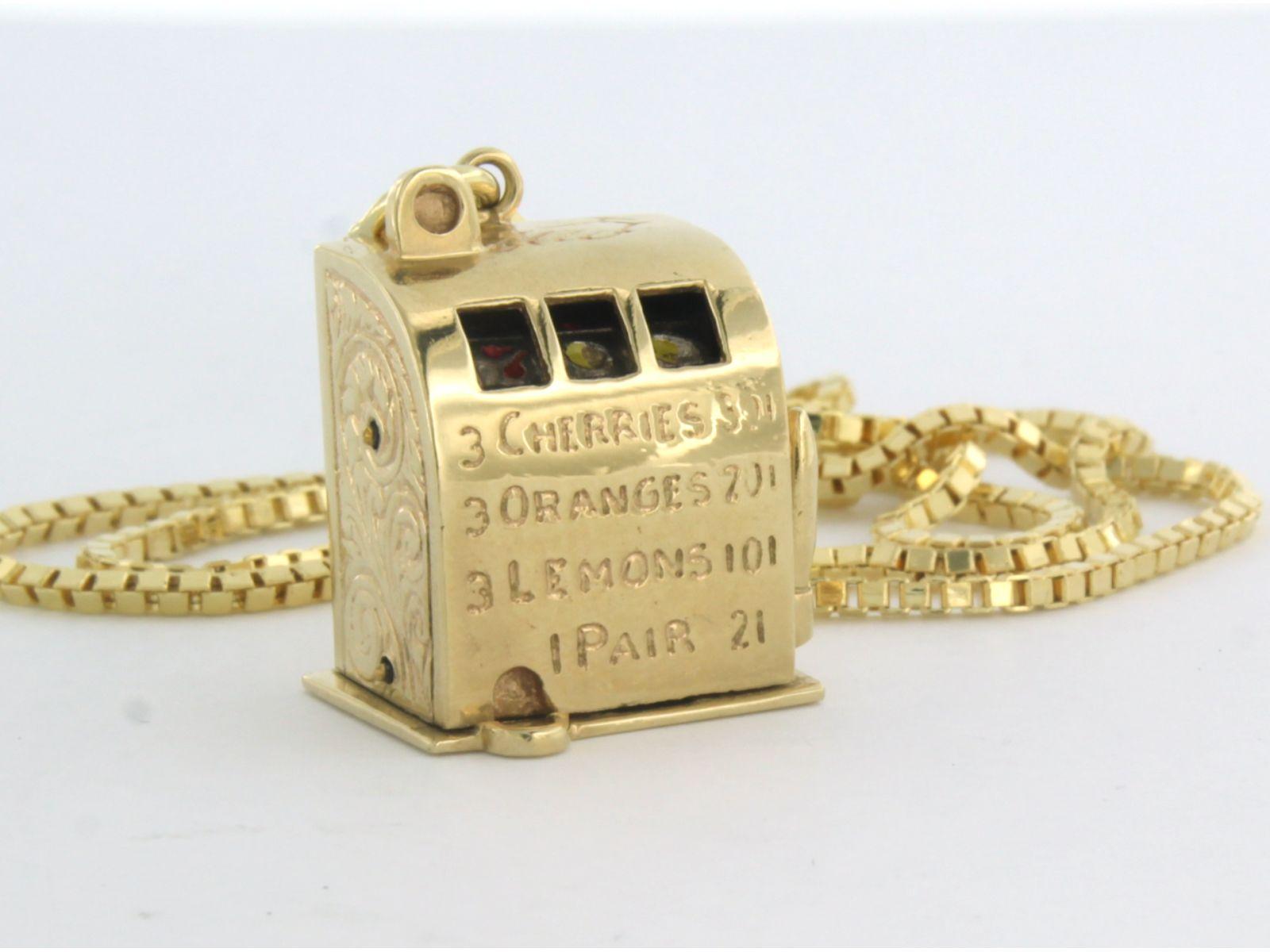 Halskette aus 14k Gold mit einem Anhänger in Form einer Schlitzmaschine - 16,8 Gramm - 50 cm lang Damen im Angebot