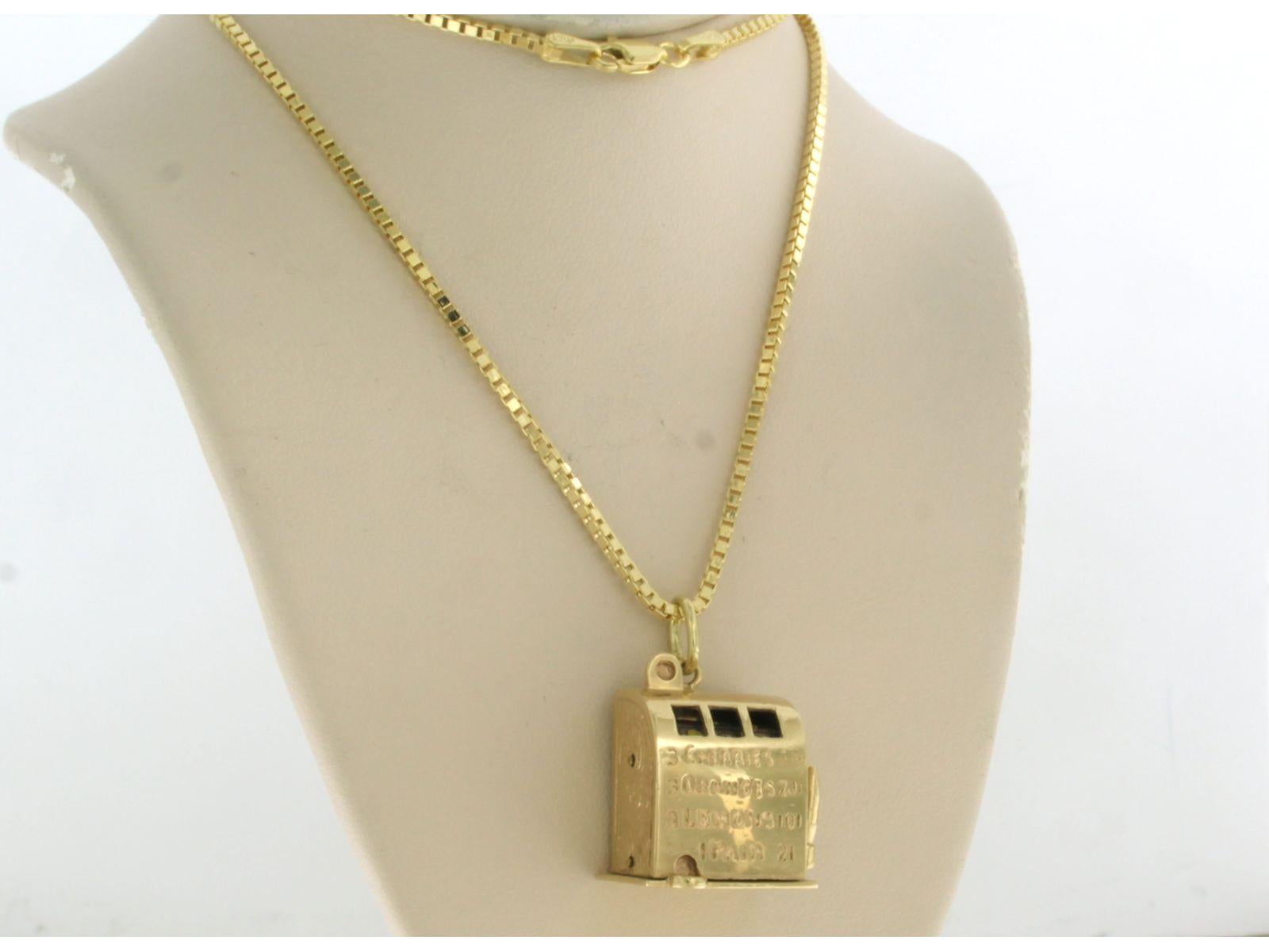 Halskette aus 14k Gold mit einem Anhänger in Form einer Schlitzmaschine - 16,8 Gramm - 50 cm lang im Angebot 1