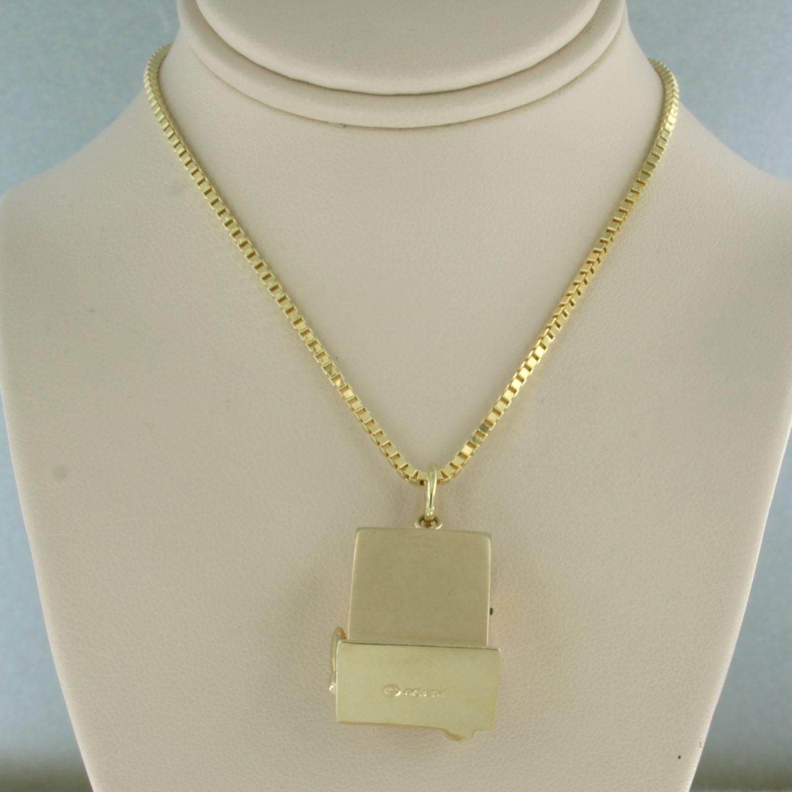 Halskette aus 14k Gold mit einem Anhänger in Form einer Schlitzmaschine - 16,8 Gramm - 50 cm lang im Angebot 3