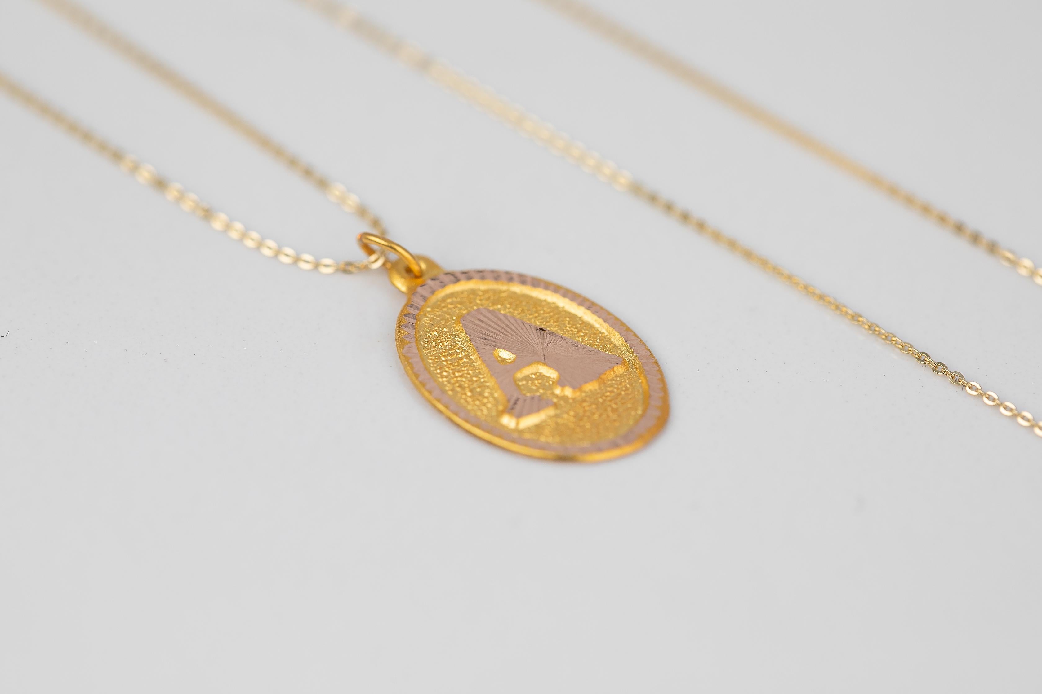 Women's or Men's 14k Gold Necklaces, Letter Necklace Models, Letter A Gold Necklace-Gift Necklace For Sale