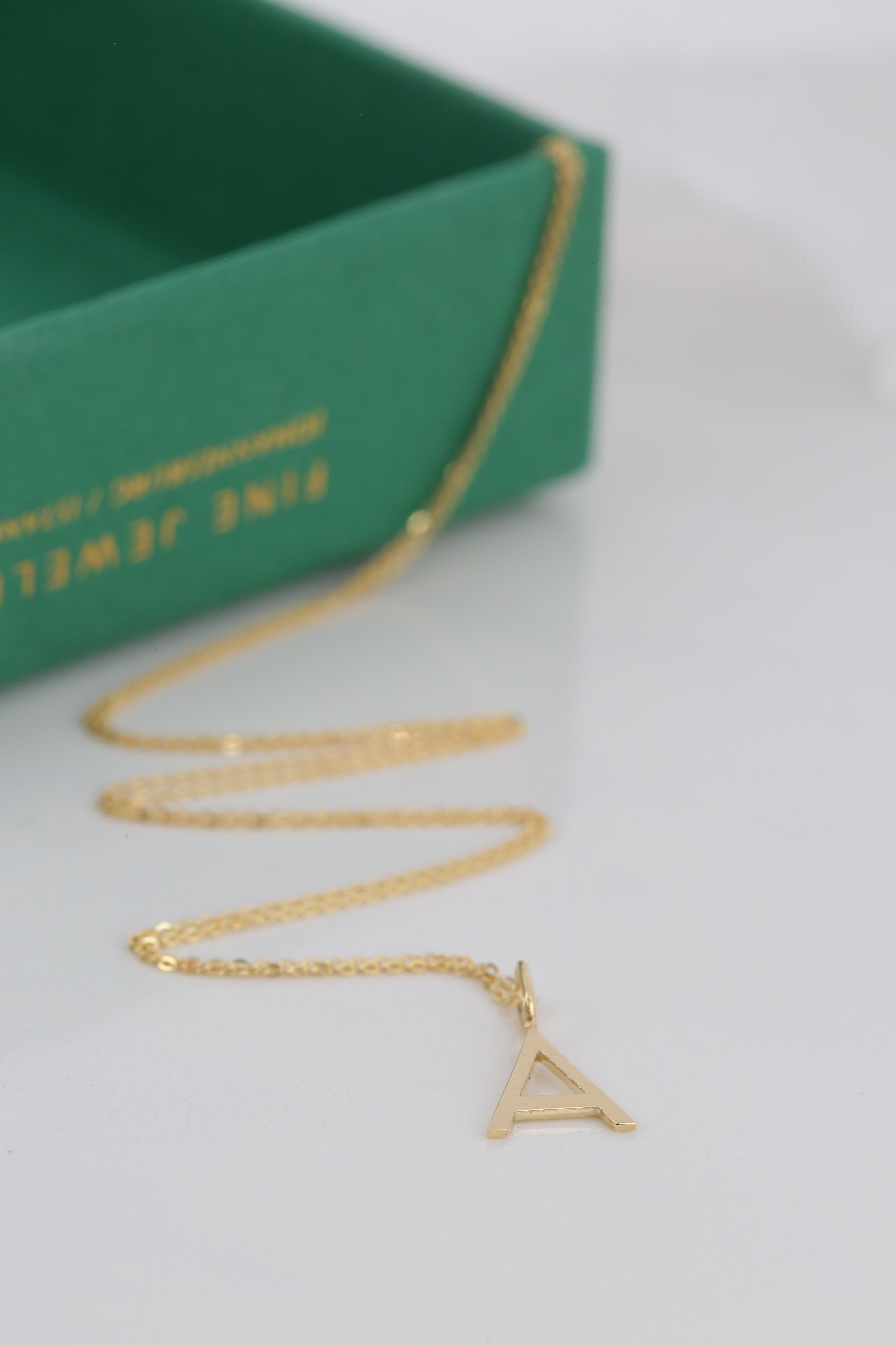 Men's 14k Gold Necklaces, Letter Necklace Models, Letter A Gold Necklace-Gift Necklace For Sale