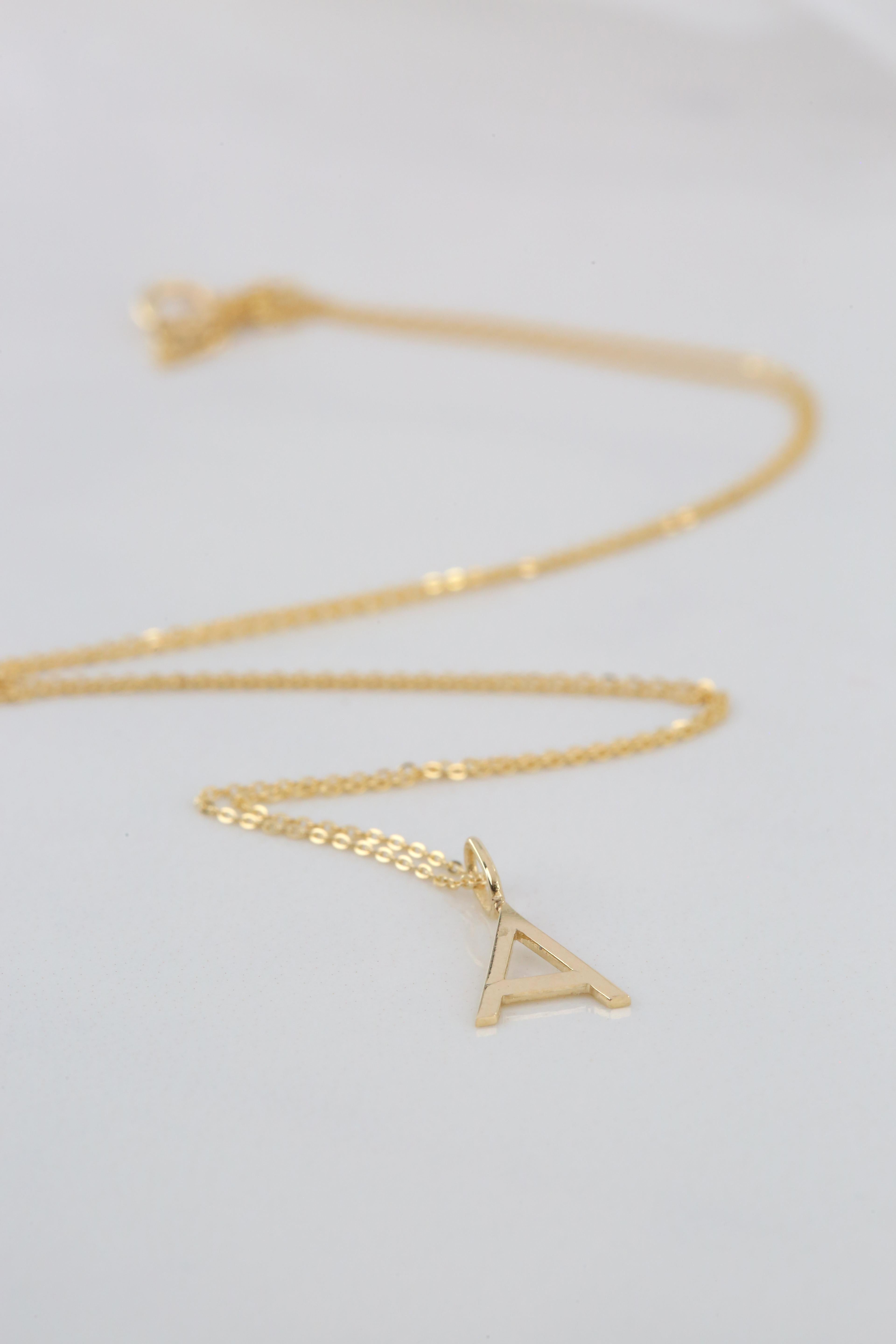14k Gold Necklaces, Letter Necklace Models, Letter A Gold Necklace-Gift Necklace For Sale 2