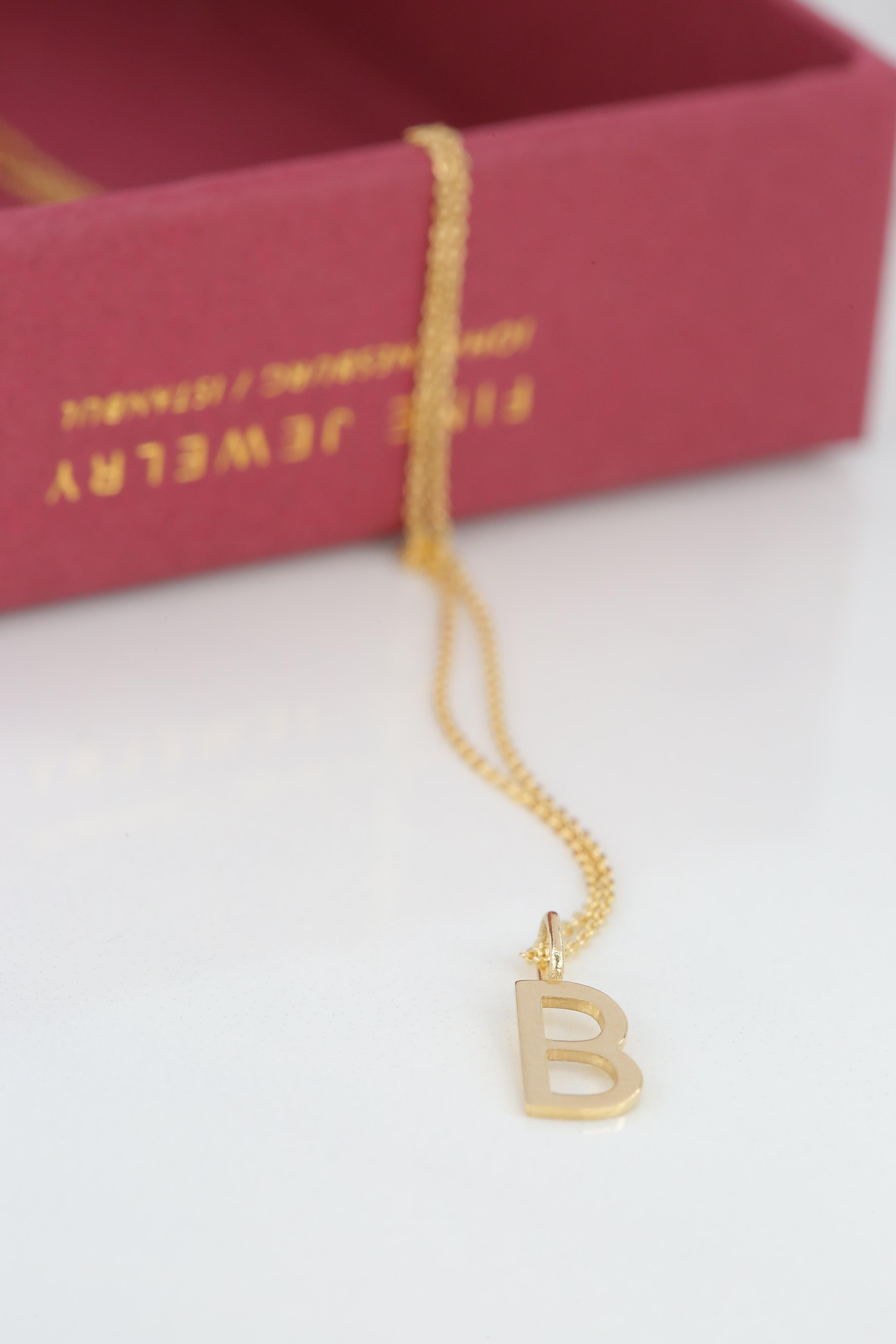 14k Gold Necklaces, Letter Necklace Models, Letter B Gold Necklace-Gift Necklace For Sale 5