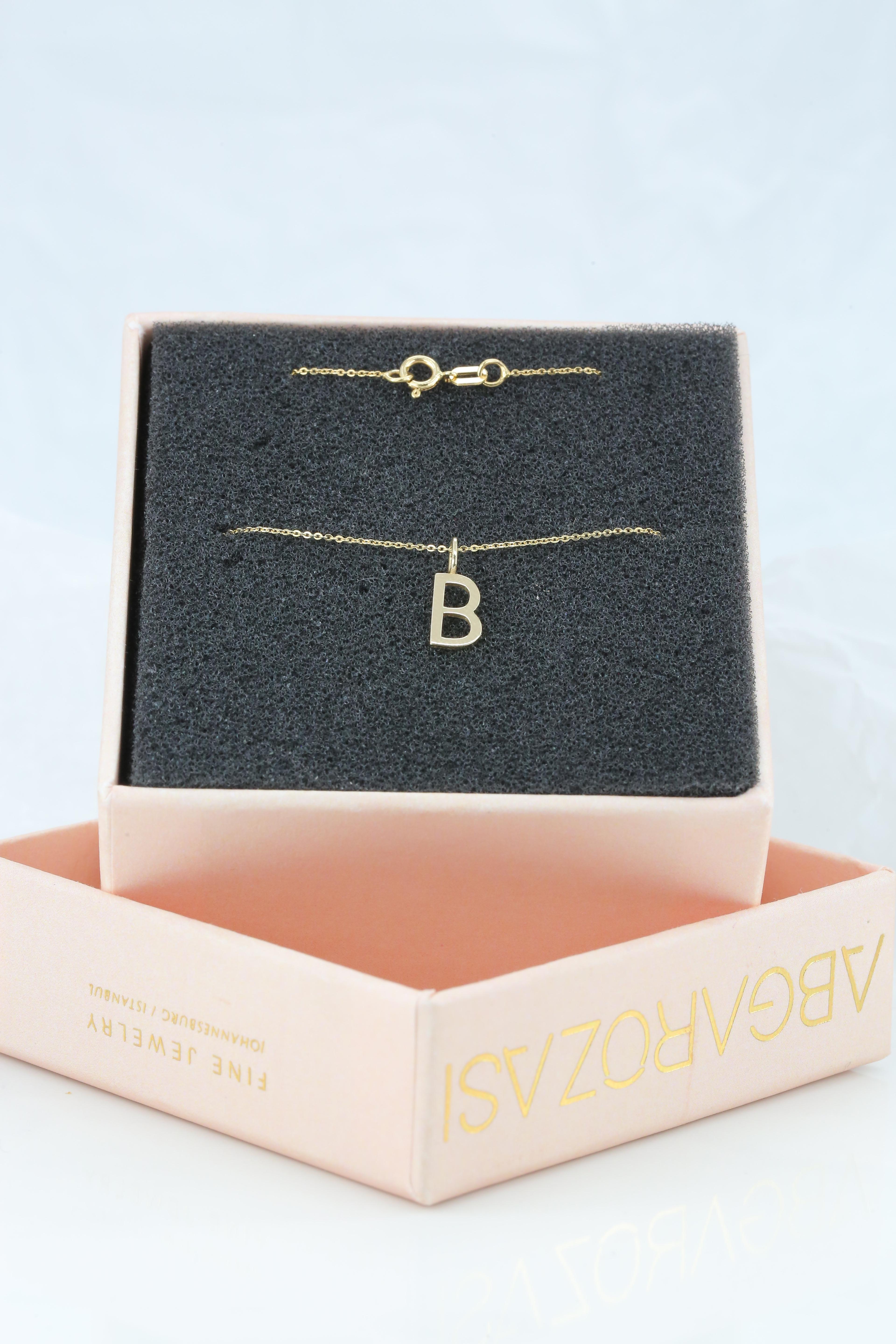 14k Gold Necklaces, Letter Necklace Models, Letter B Gold Necklace-Gift Necklace For Sale 3