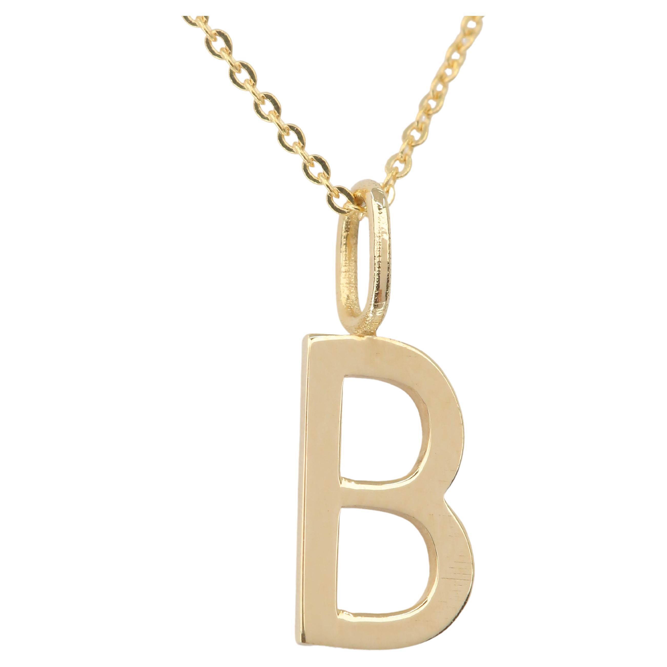 14k Gold Necklaces, Letter Necklace Models, Letter B Gold Necklace-Gift Necklace For Sale