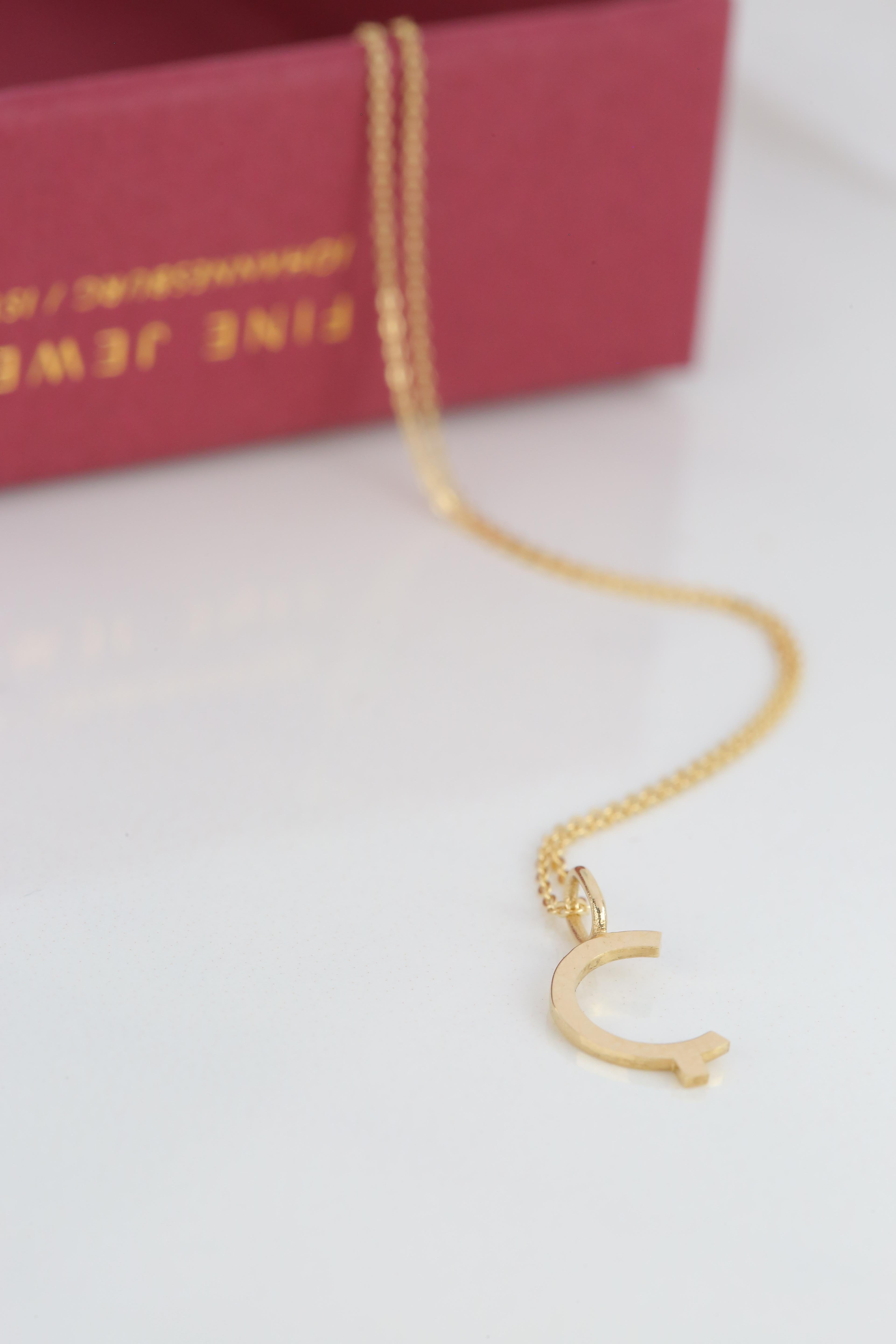 14k Gold Necklaces, Letter Necklace Models, Letter Ç Gold Necklace-Gift Necklace For Sale 4