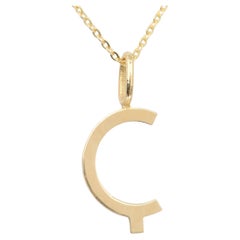 14k Gold Halsketten, Letter Halskette Modelle, Letter Ç Gold Halskette-Geschenk-Halskette