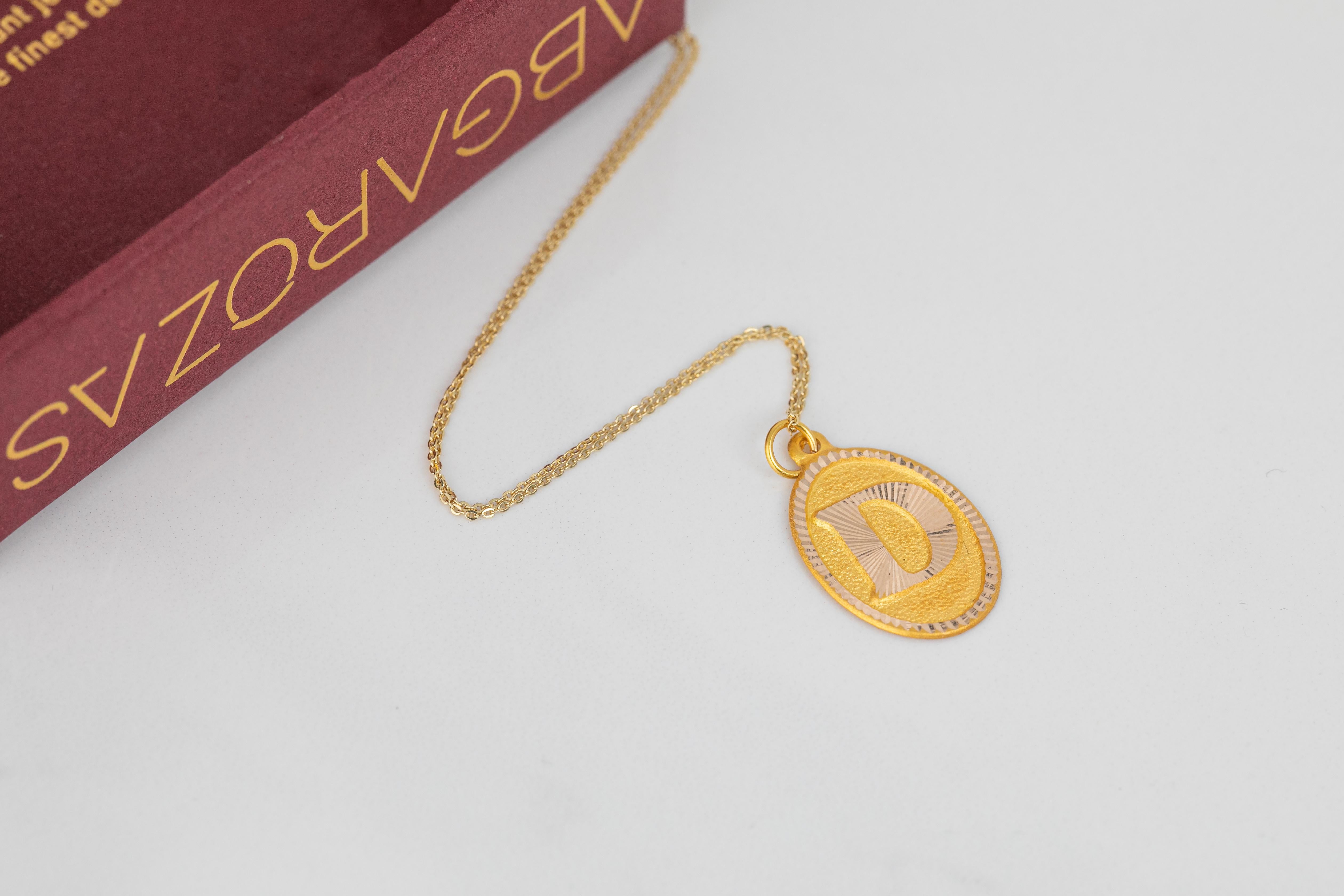 14 Karat Gold Halsketten, Buchstaben Halskette Modelle, Buchstabe D Gold Halskette-Gift Halskette im Zustand „Neu“ im Angebot in ISTANBUL, TR
