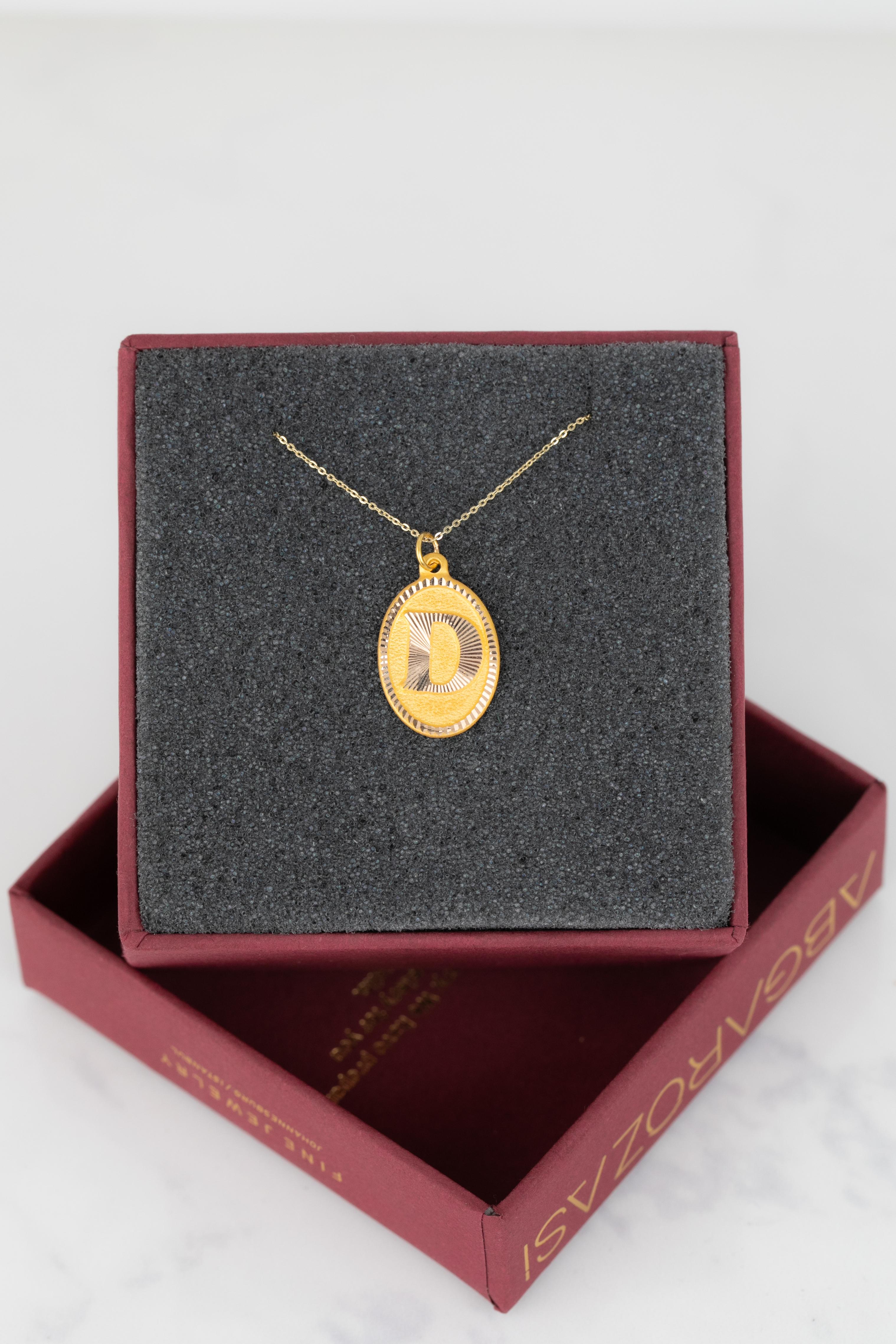 14k Gold Necklaces, Letter Necklace Models, Letter D Gold Necklace-Gift Necklace For Sale 1