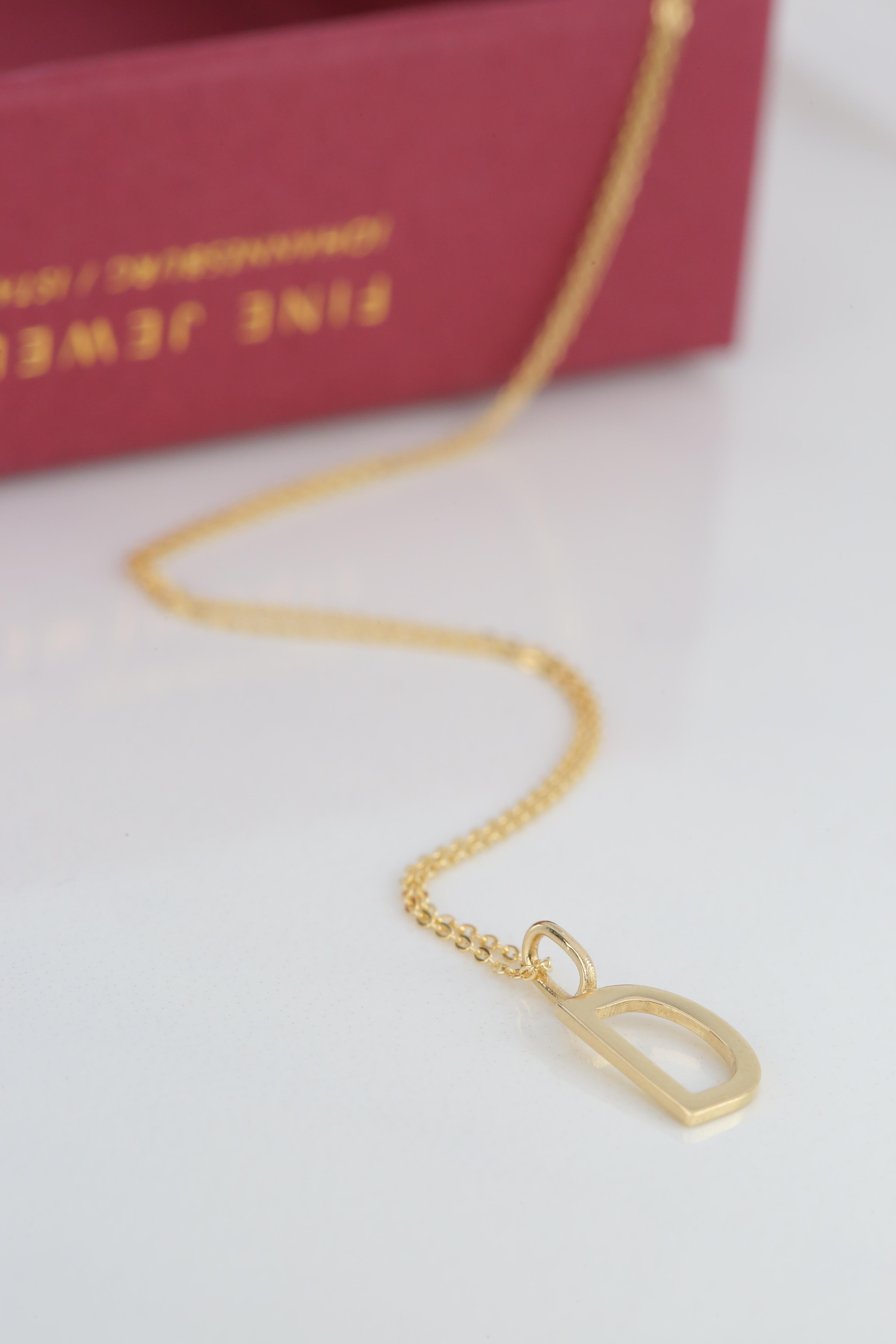 14k Gold Necklaces, Letter Necklace Models, Letter D Gold Necklace-Gift Necklace For Sale 4