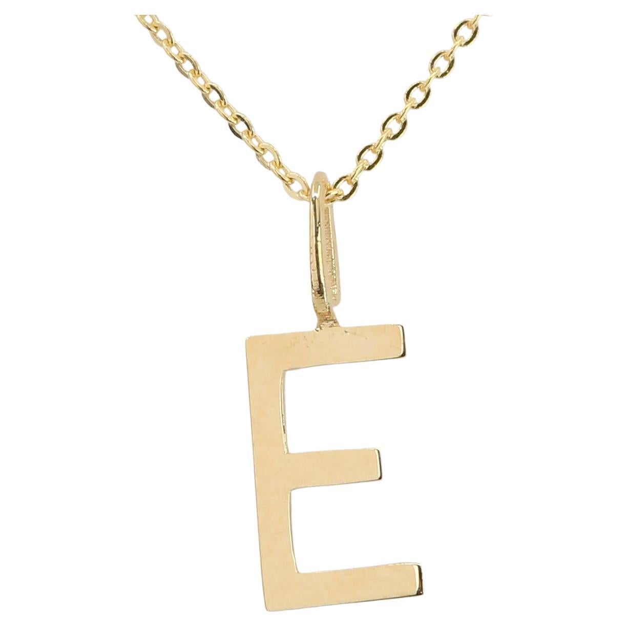 14k Gold Necklaces, Letter Necklace Models, Letter E Gold Necklace-Gift Necklace For Sale