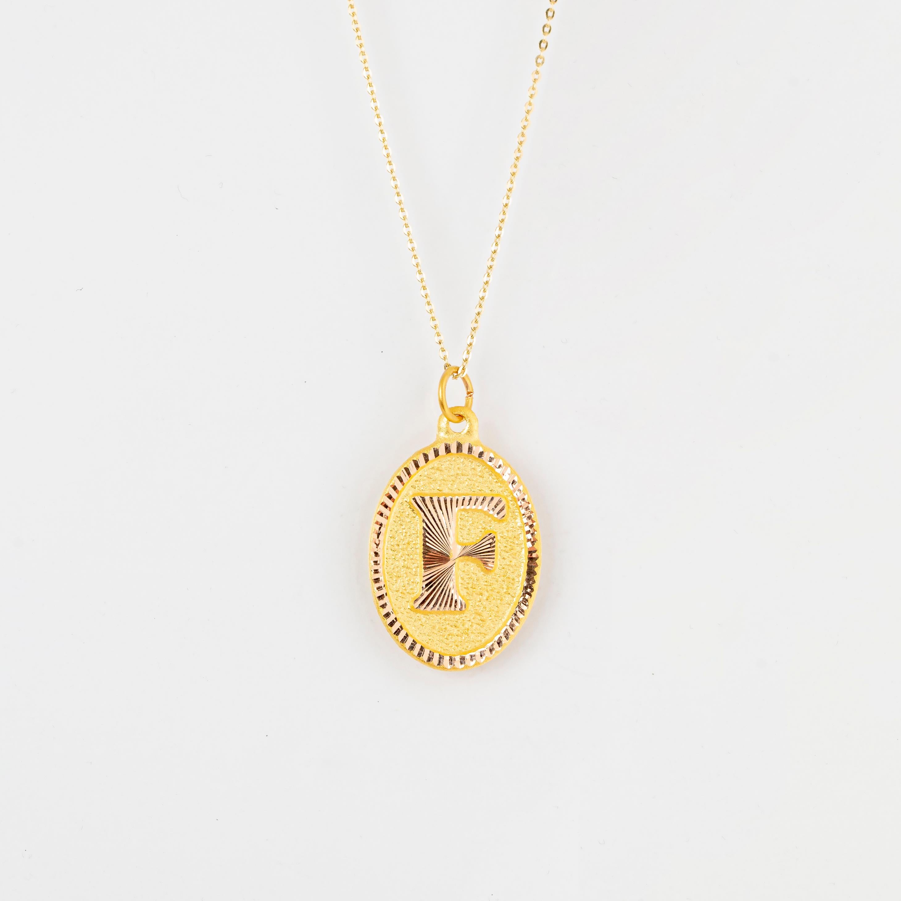 14k Gold Necklaces, Letter Necklace Models, Letter F Gold Necklace-Gift Necklace For Sale 2