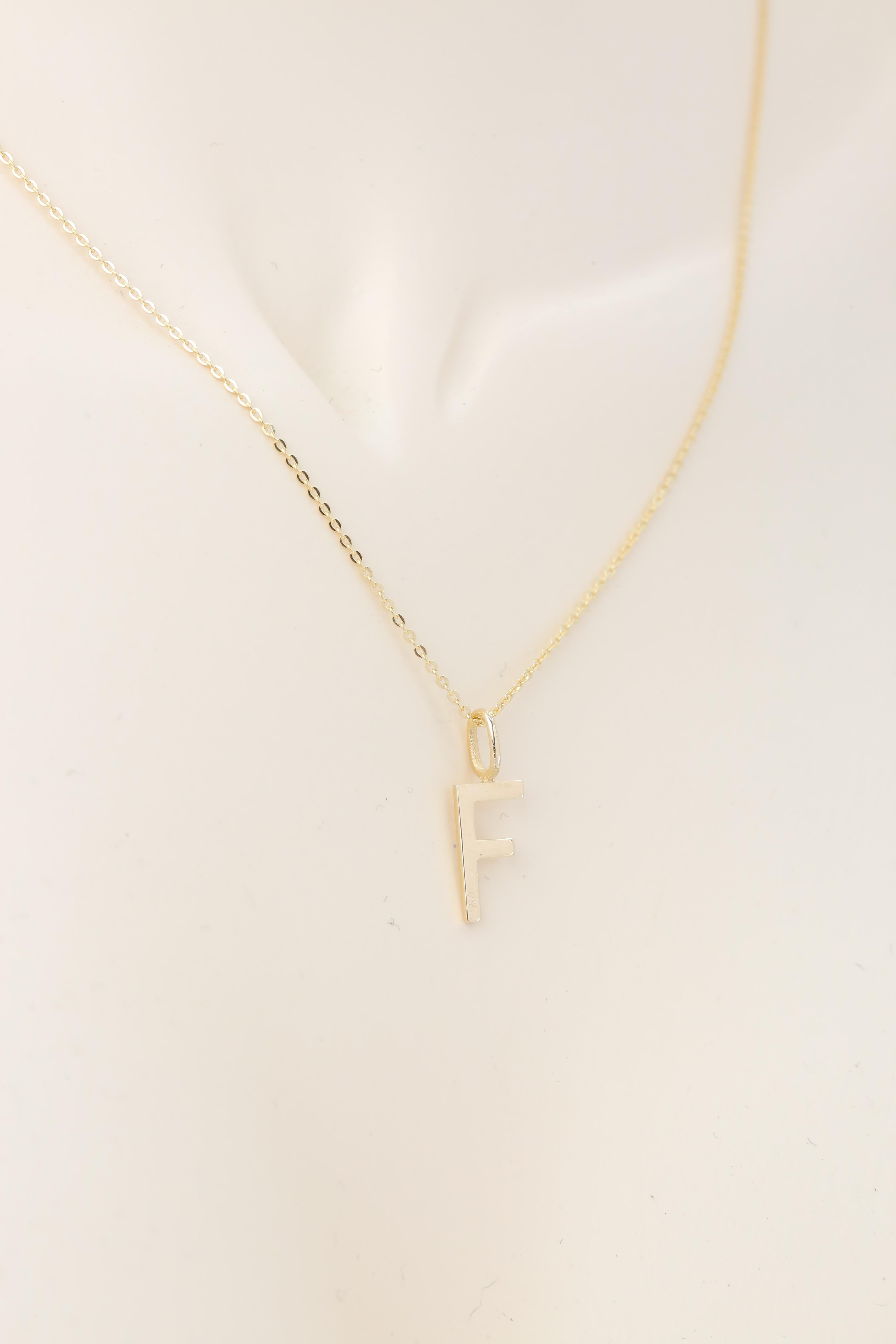 14k Gold Necklaces, Letter Necklace Models, Letter F Gold Necklace-Gift Necklace For Sale 1
