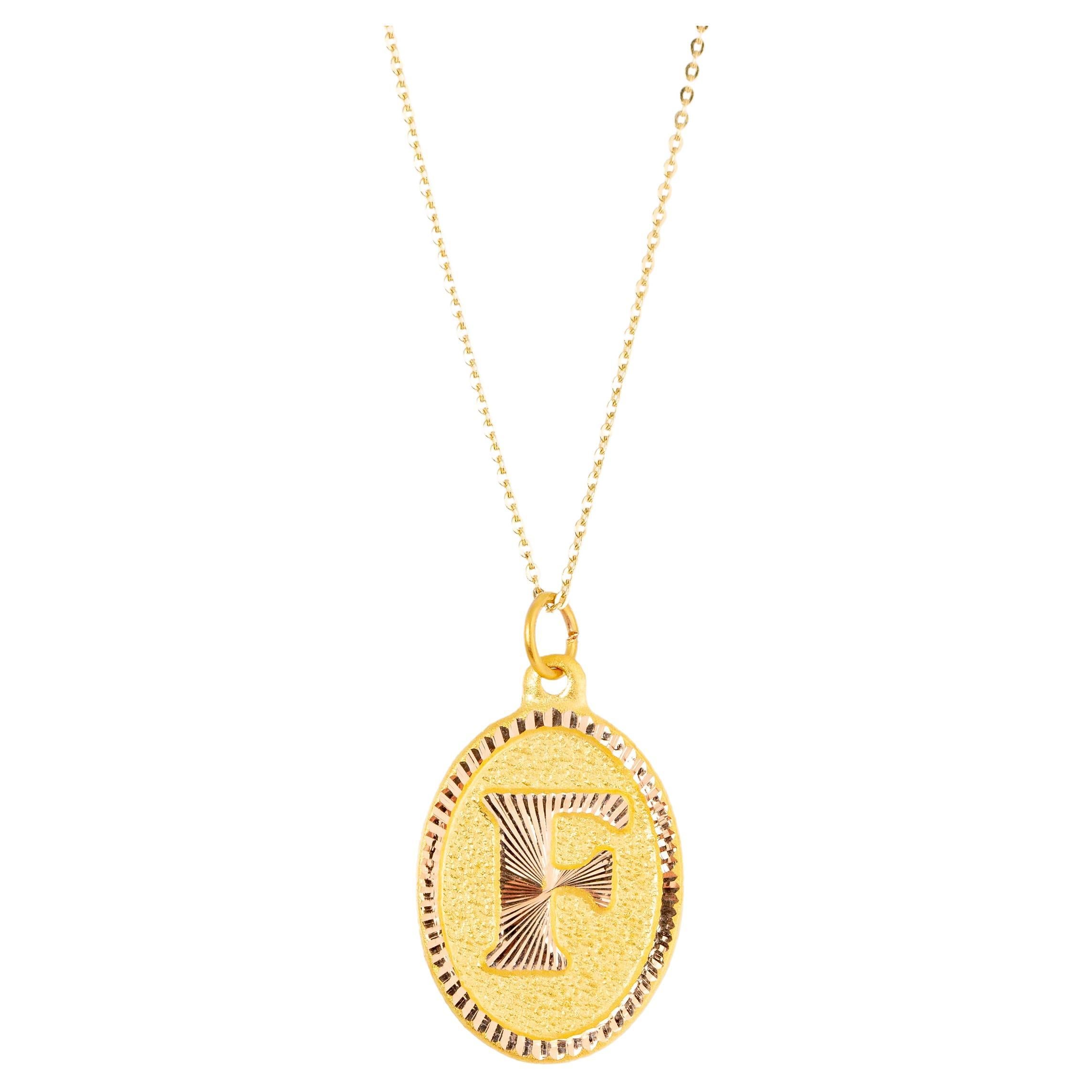 14 Karat Gold Halsketten, Buchstaben-Halskette, Modelle, Buchstabe F Gold Halskette-Gift Halskette