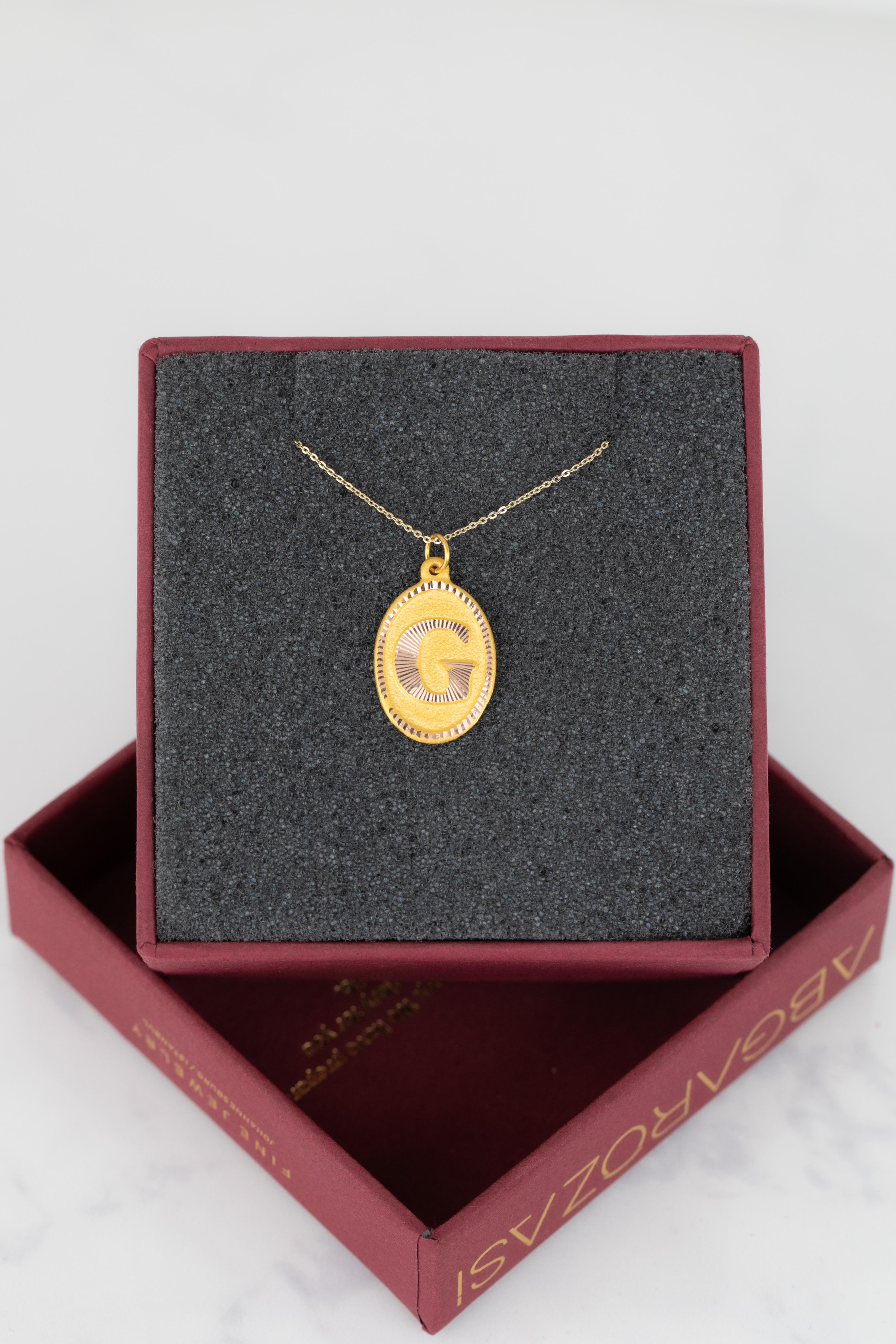 14k Gold Necklaces, Letter Necklace Models, Letter G Gold Necklace-Gift Necklace In New Condition For Sale In ISTANBUL, TR