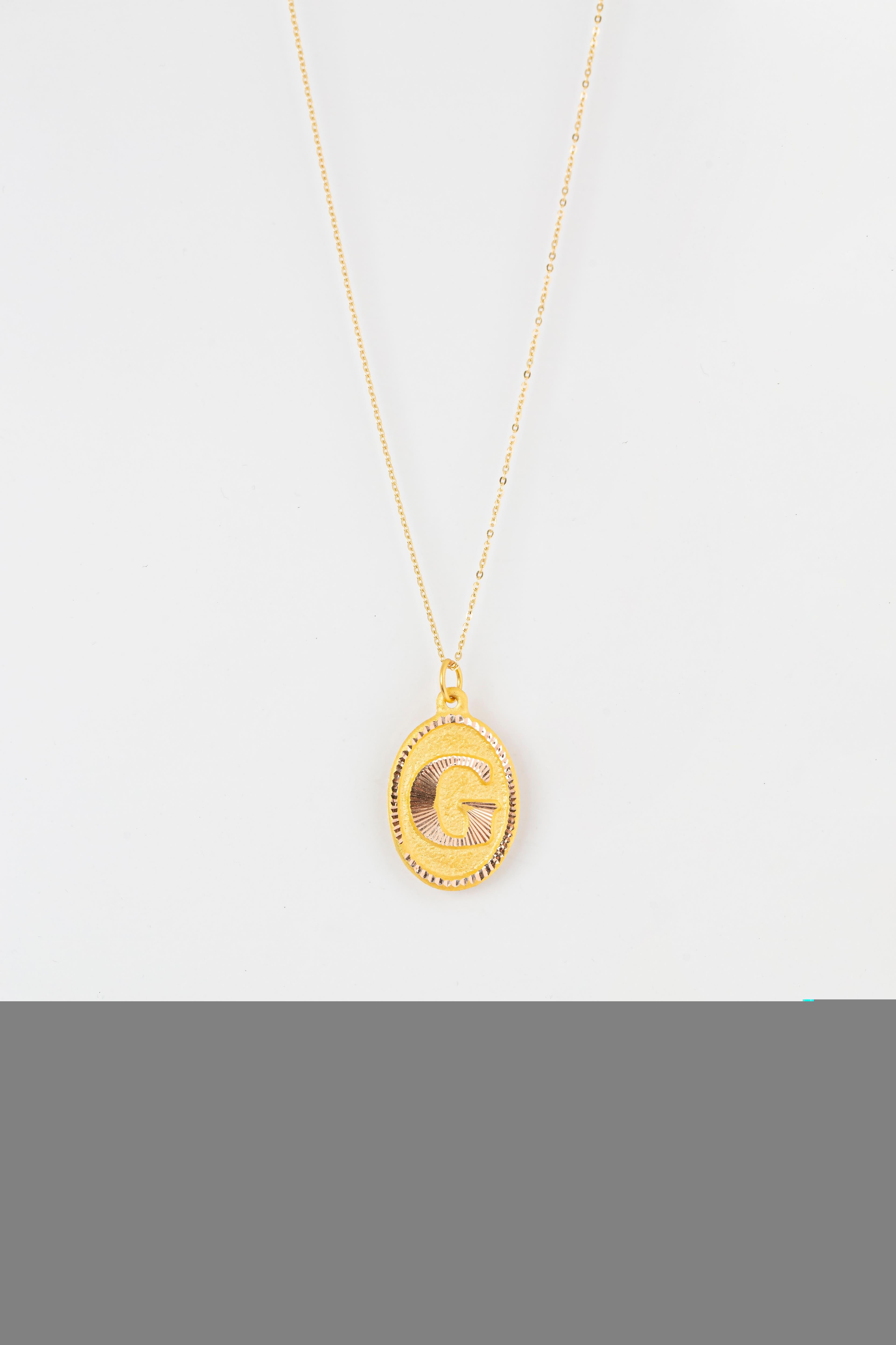 14k Gold Necklaces, Letter Necklace Models, Letter G Gold Necklace-Gift Necklace For Sale 3
