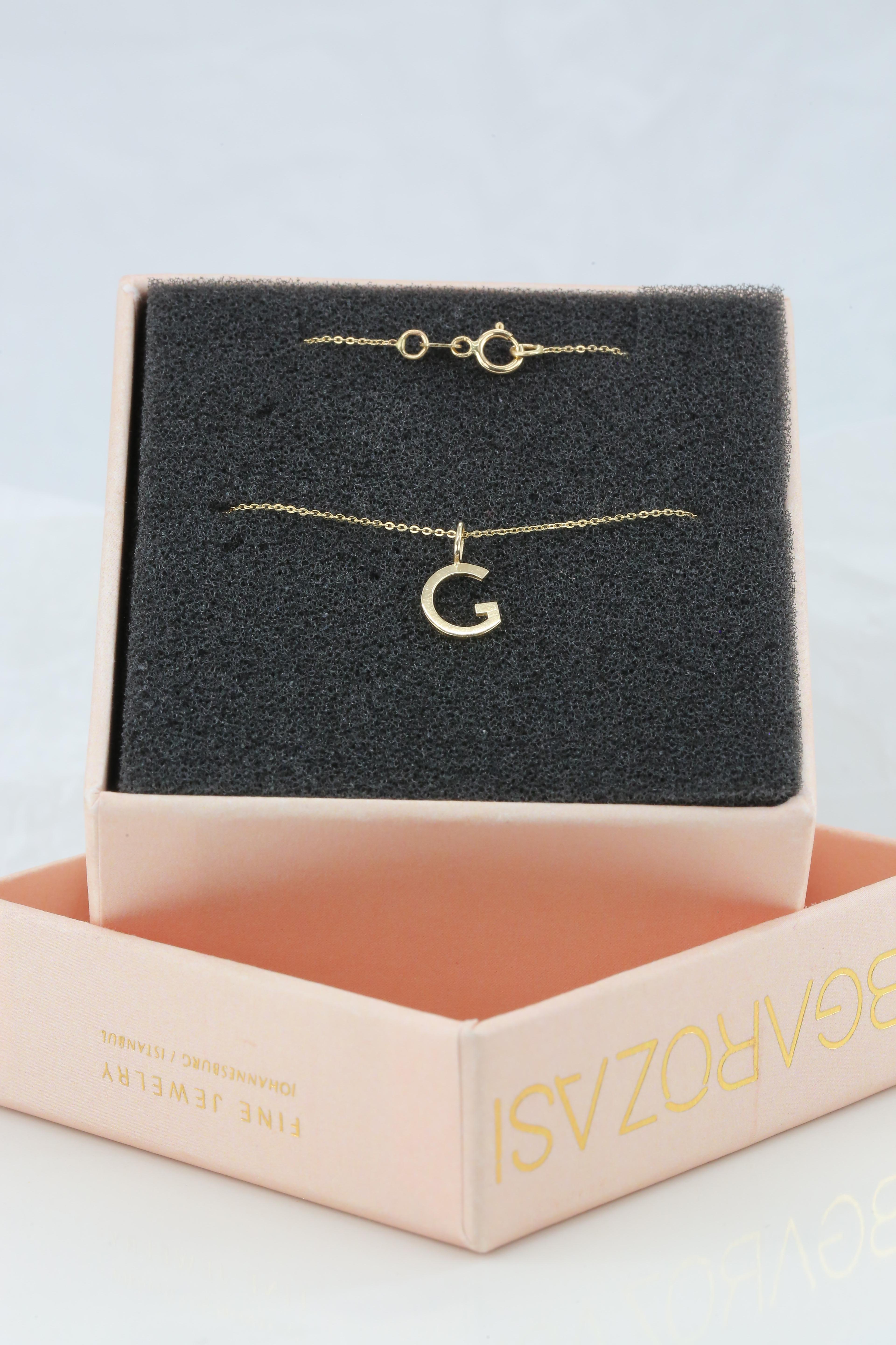 14k Gold Necklaces, Letter Necklace Models, Letter G Gold Necklace-Gift Necklace For Sale 2