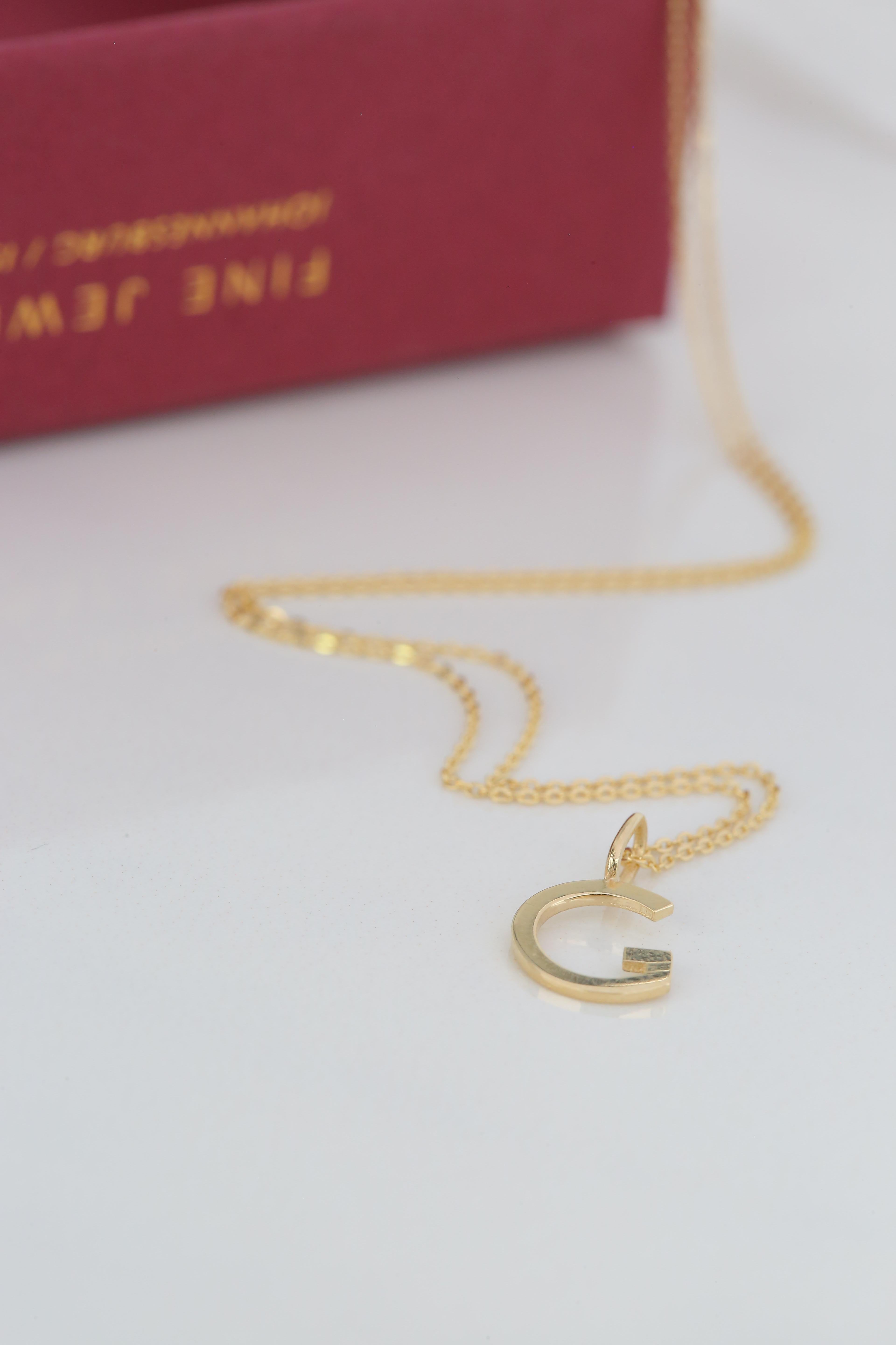 14k Gold Necklaces, Letter Necklace Models, Letter G Gold Necklace-Gift Necklace For Sale 4