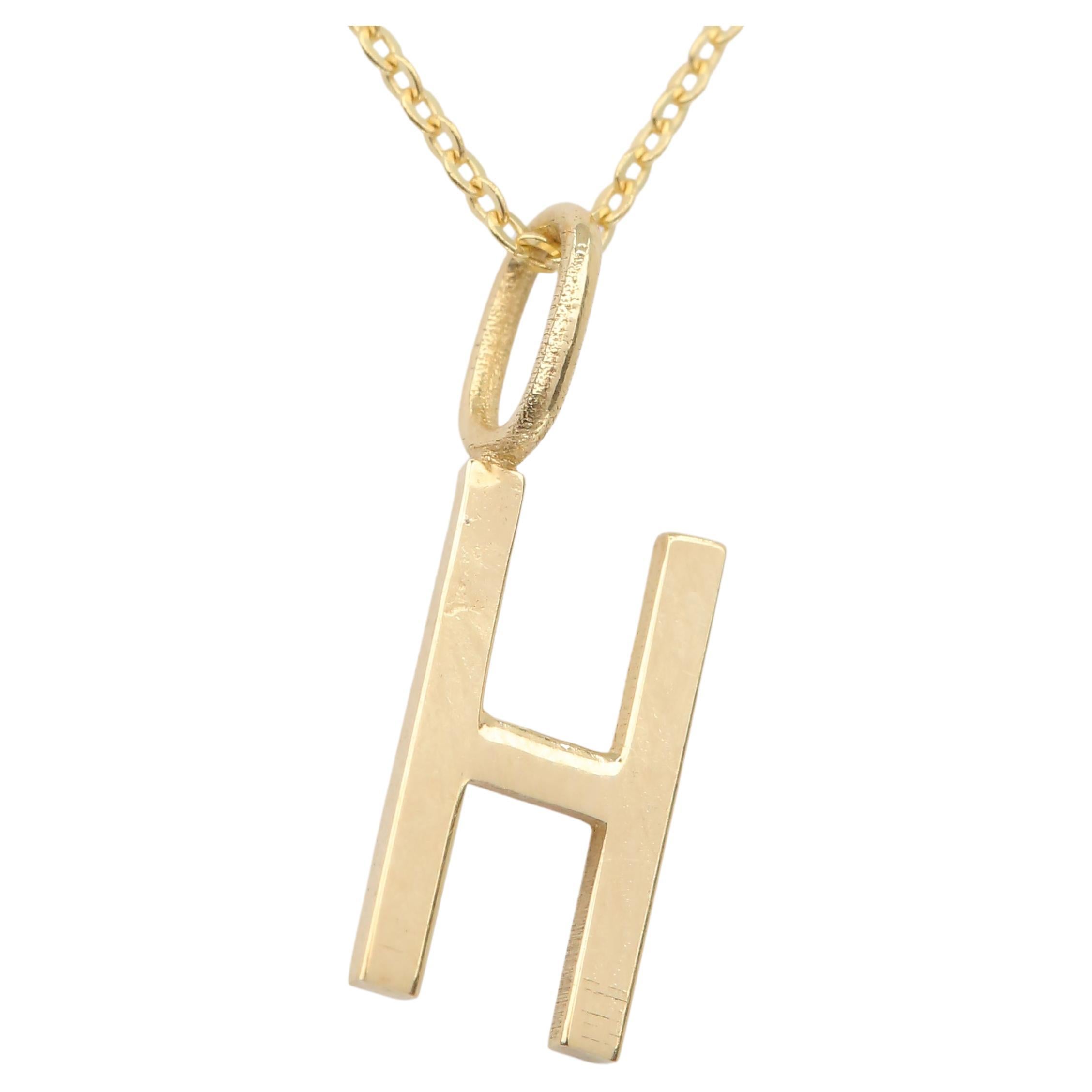 14k Gold Necklaces, Letter Necklace Models, Letter H Gold Necklace-Gift Necklace For Sale