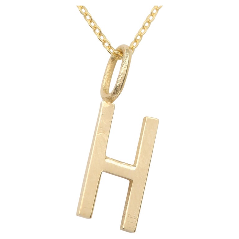 14k Gold Necklaces, Letter Necklace Models, Letter H Gold NecklaceGift