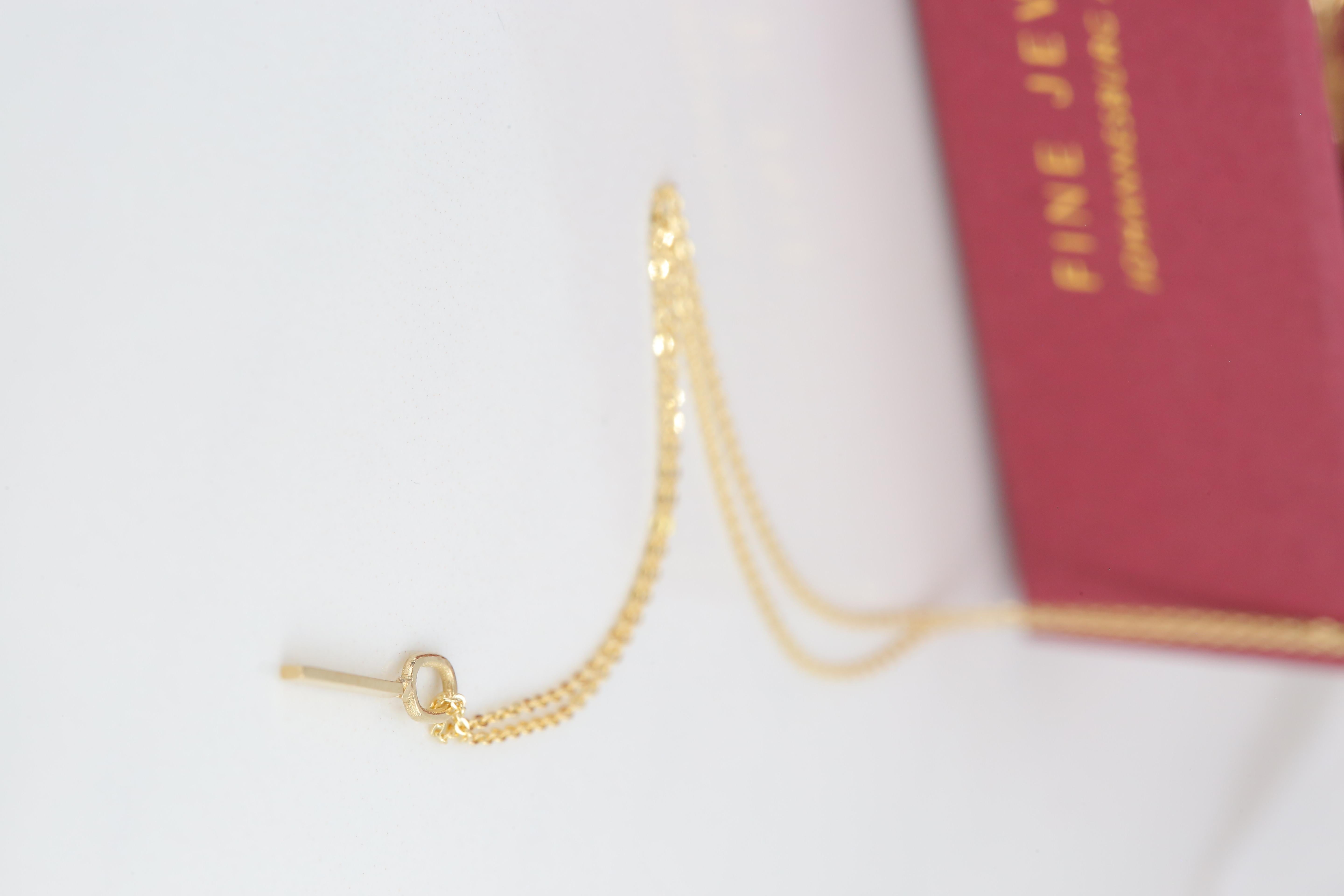 14k Gold Halsketten, Buchstaben-Halskette Modelle, Buchstabe İ Gold Halskette-Geschenk-Halskette im Angebot 5