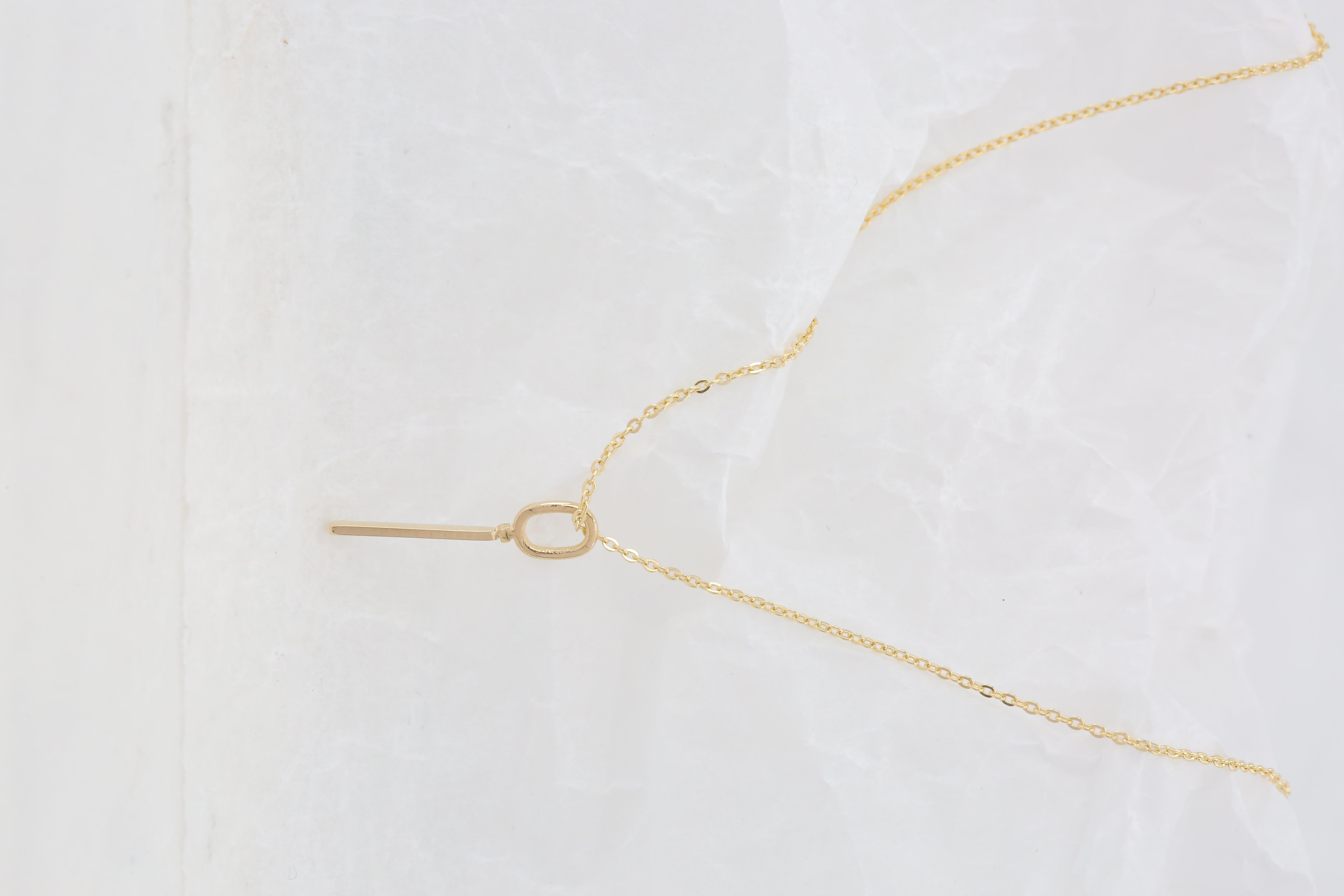 Modern 14k Gold Necklaces, Letter Necklace Models, Letter İ Gold Necklace-Gift Necklace For Sale