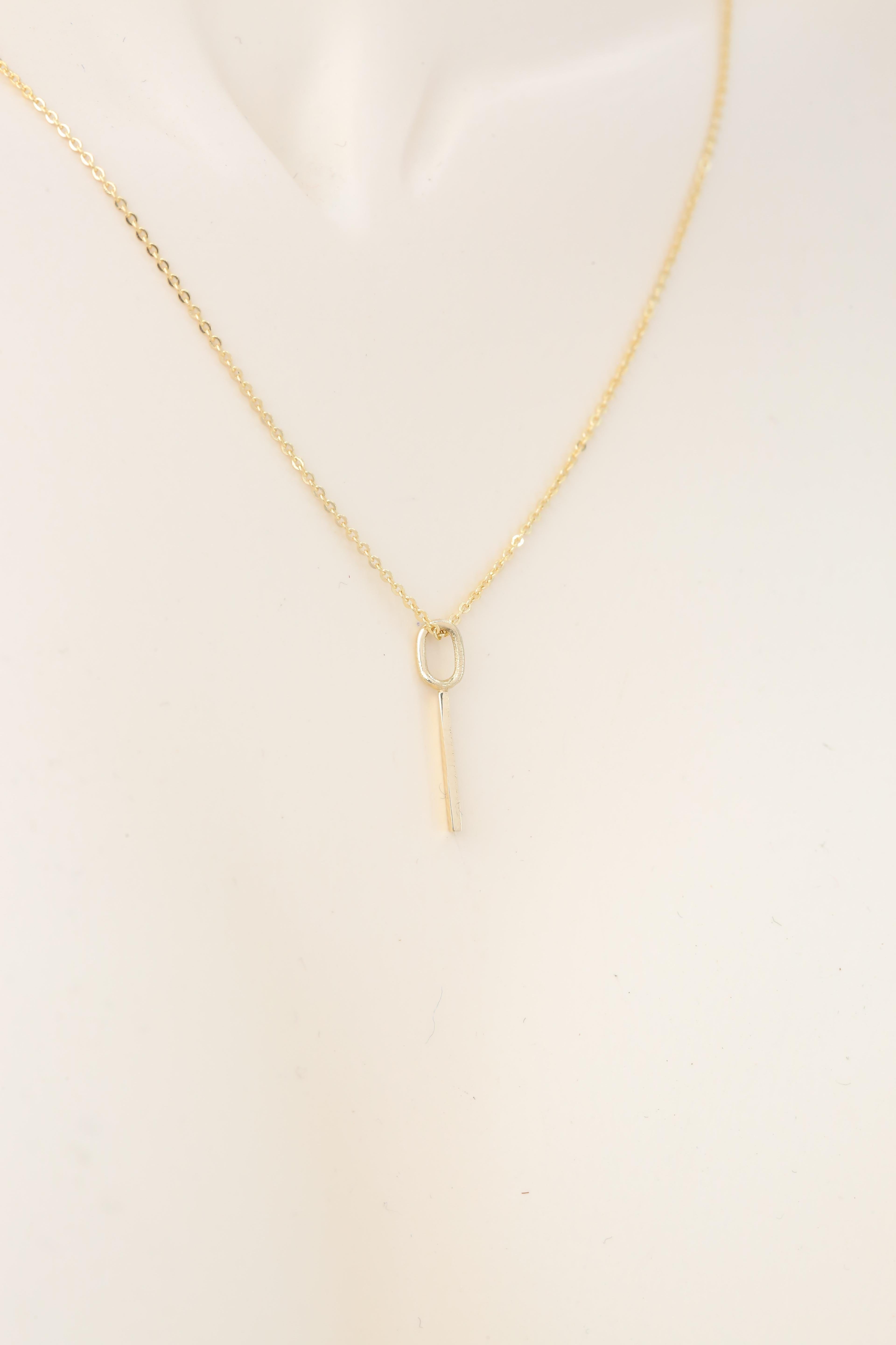 14k Gold Necklaces, Letter Necklace Models, Letter I Gold Necklace-Gift Necklace For Sale 1
