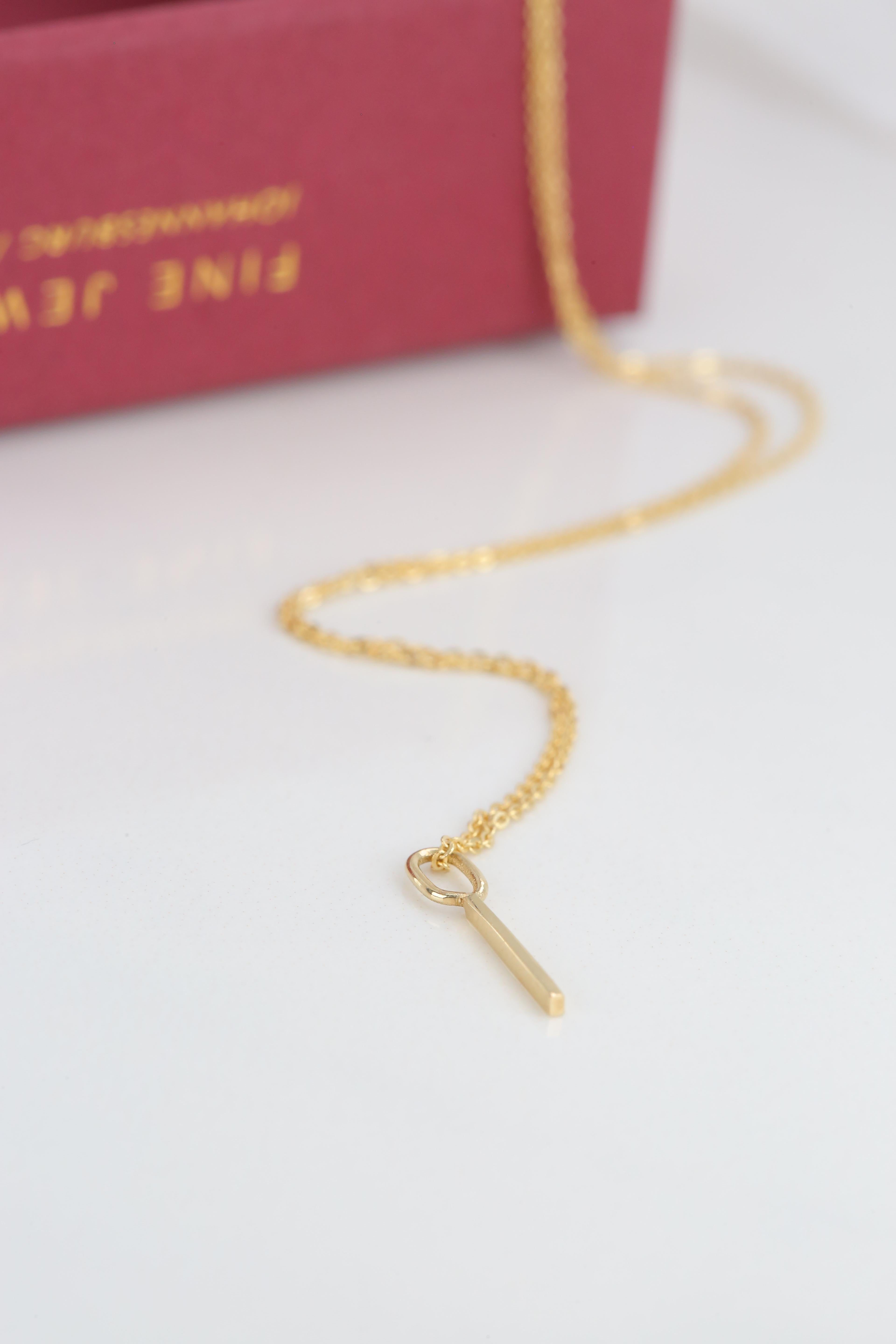 14k Gold Necklaces, Letter Necklace Models, Letter I Gold Necklace-Gift Necklace For Sale 2