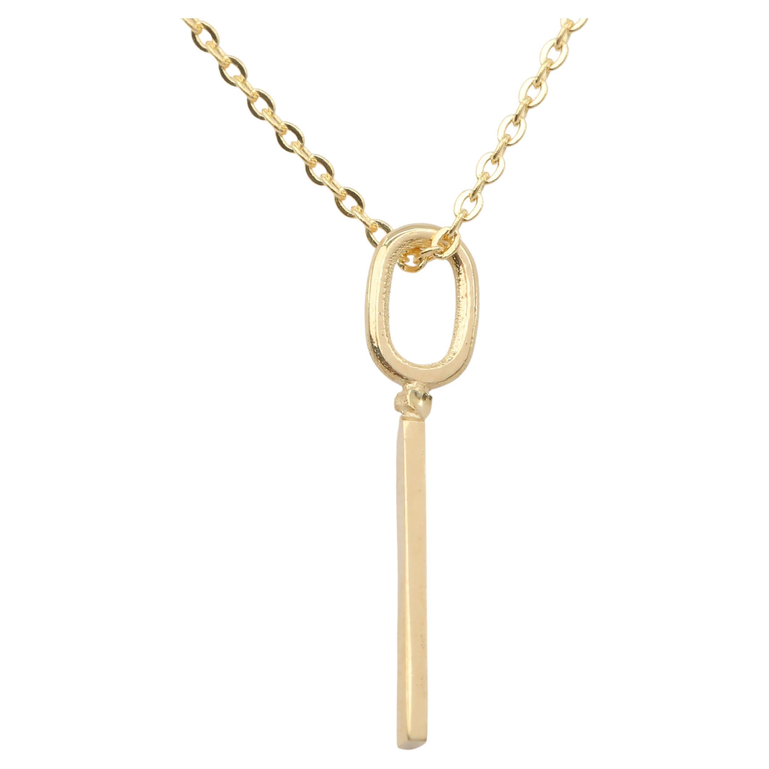 14k Gold Necklaces, Letter Necklace Models, Letter İ Gold Necklace-Gift Necklace For Sale