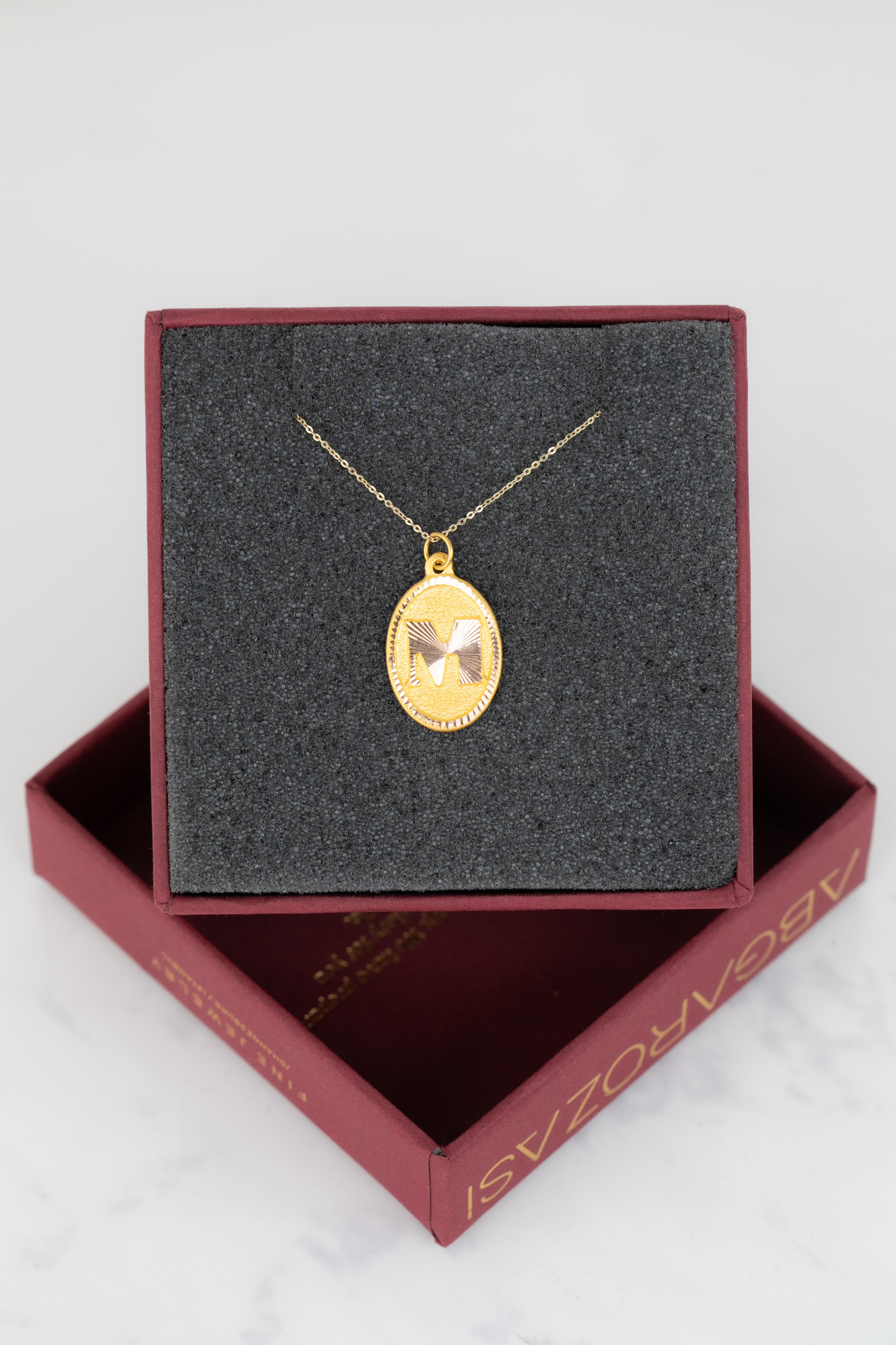 14k Gold Halsketten, Buchstaben Halskette Modelle, Buchstabe K Gold Halskette-Gift Halskette für Damen oder Herren im Angebot