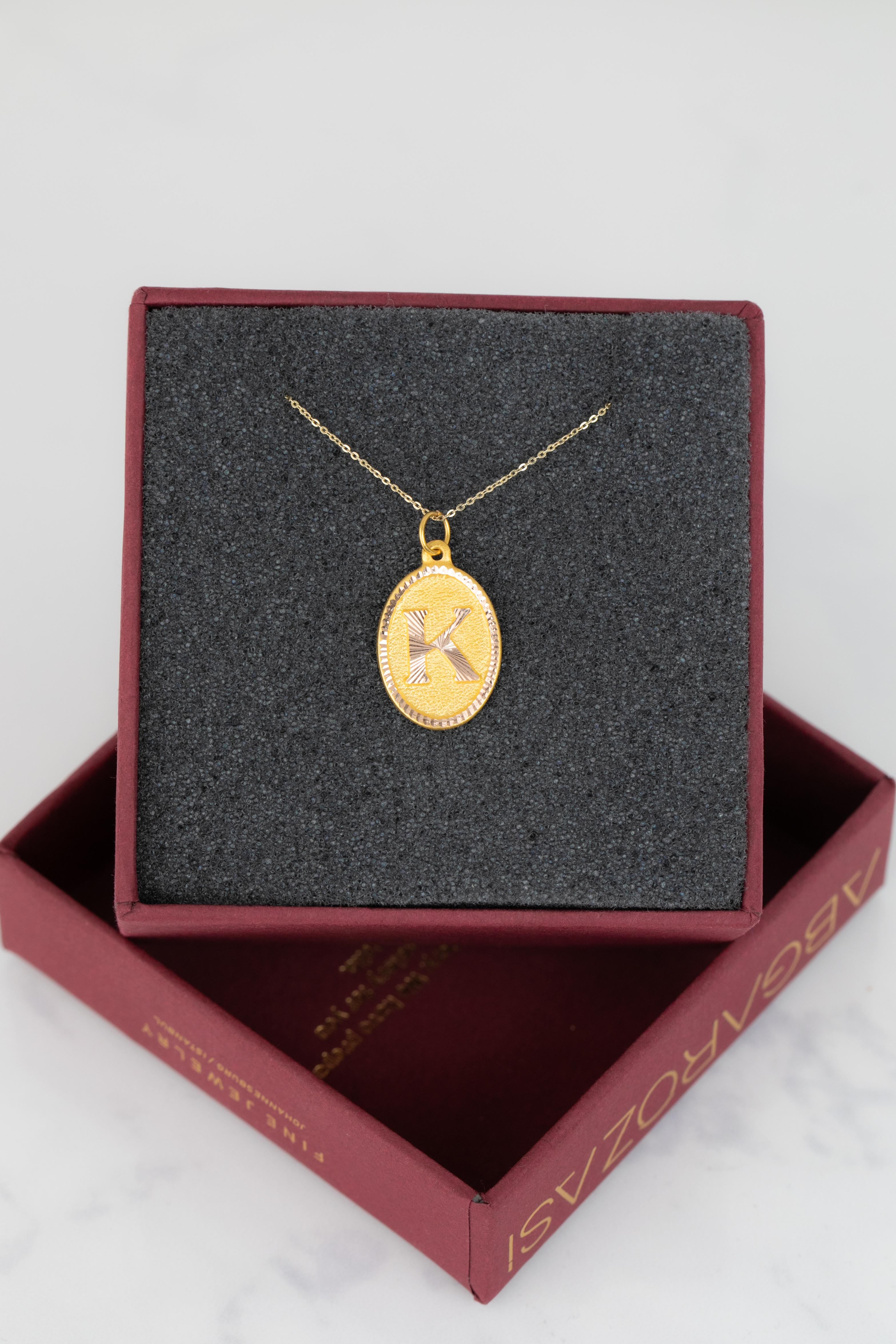 14k Gold Necklaces, Letter Necklace Models, Letter K Gold Necklace-Gift Necklace For Sale 1