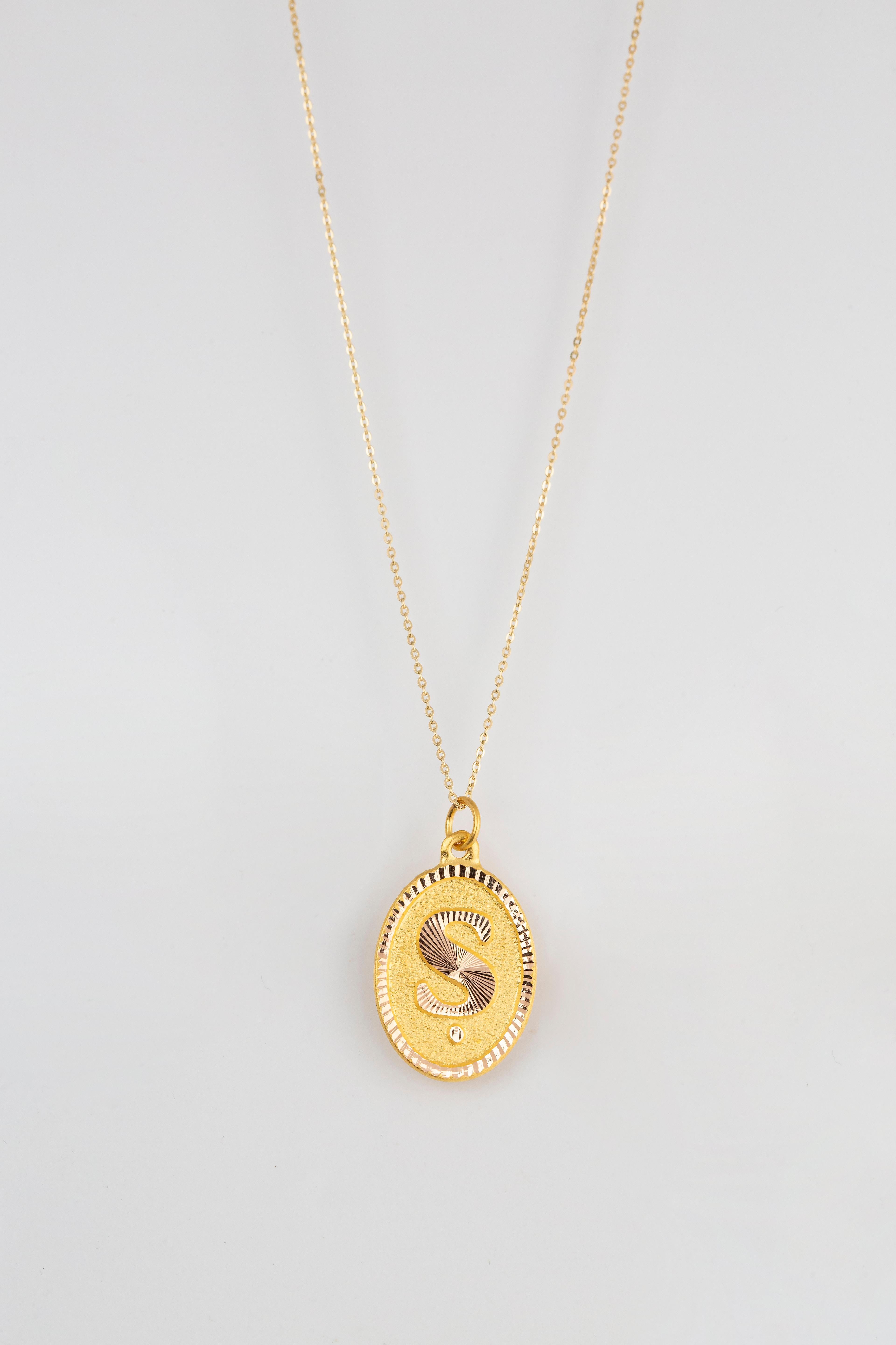14k Gold Necklaces, Letter Necklace Models, Letter K Gold Necklace-Gift Necklace For Sale 1