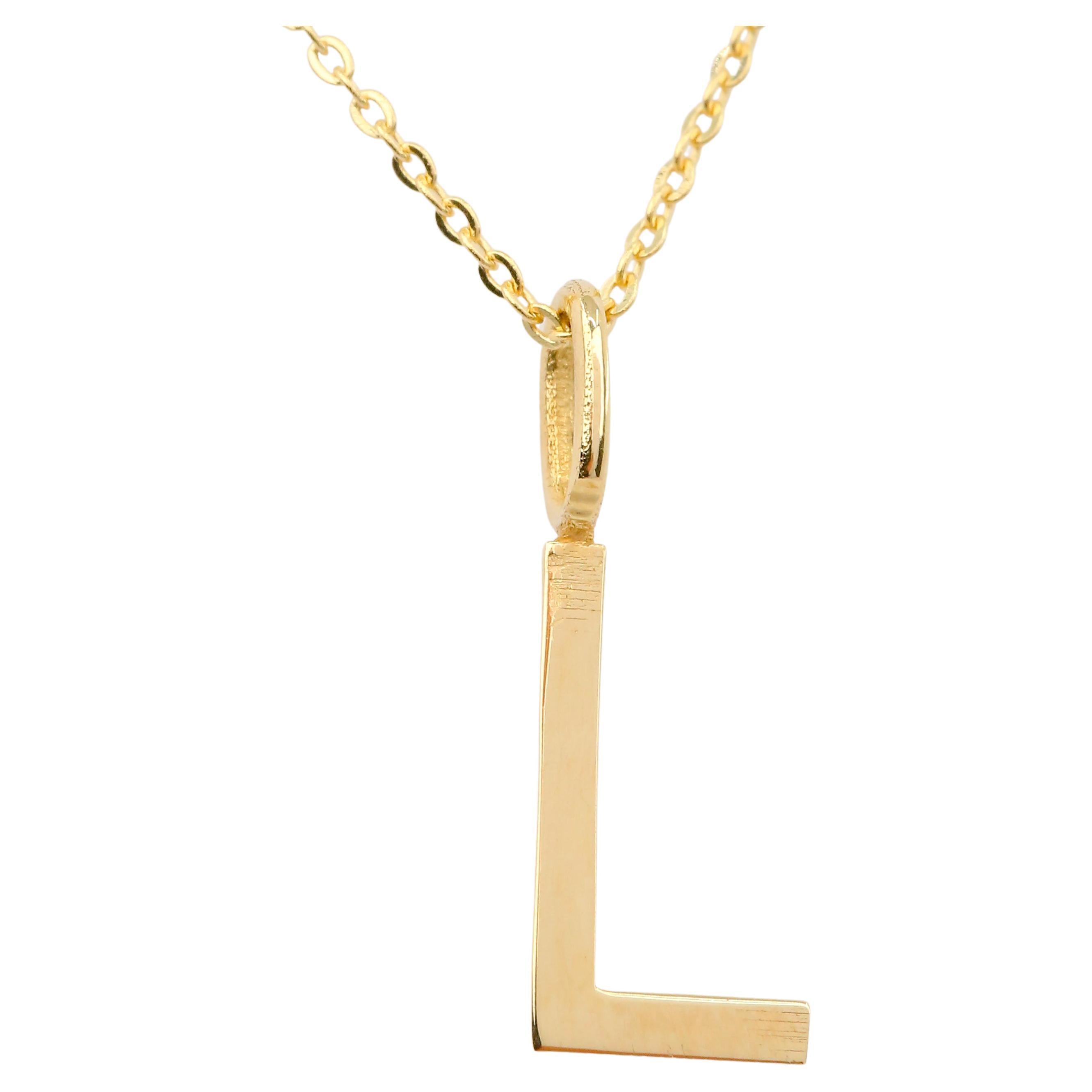 14 Karat Gold Halsketten, Buchstaben Halskette Modelle, Buchstabe L Gold Halskette-Gift Halskette im Angebot