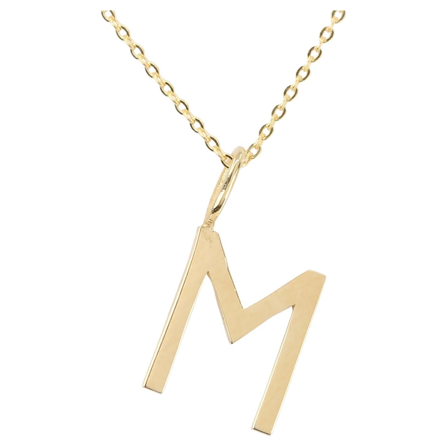 14k Gold Necklaces, Letter Necklace Models, Letter M Gold Necklace-Gift Necklace