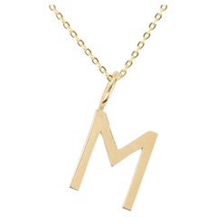 14k Gold Halsketten, Buchstaben-Halskette, Modelle, Buchstabe M Gold Halskette-Gift Halskette