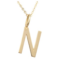 14k Gold Necklaces, Letter Necklace Models, Letter N Gold Necklace-Gift Necklace
