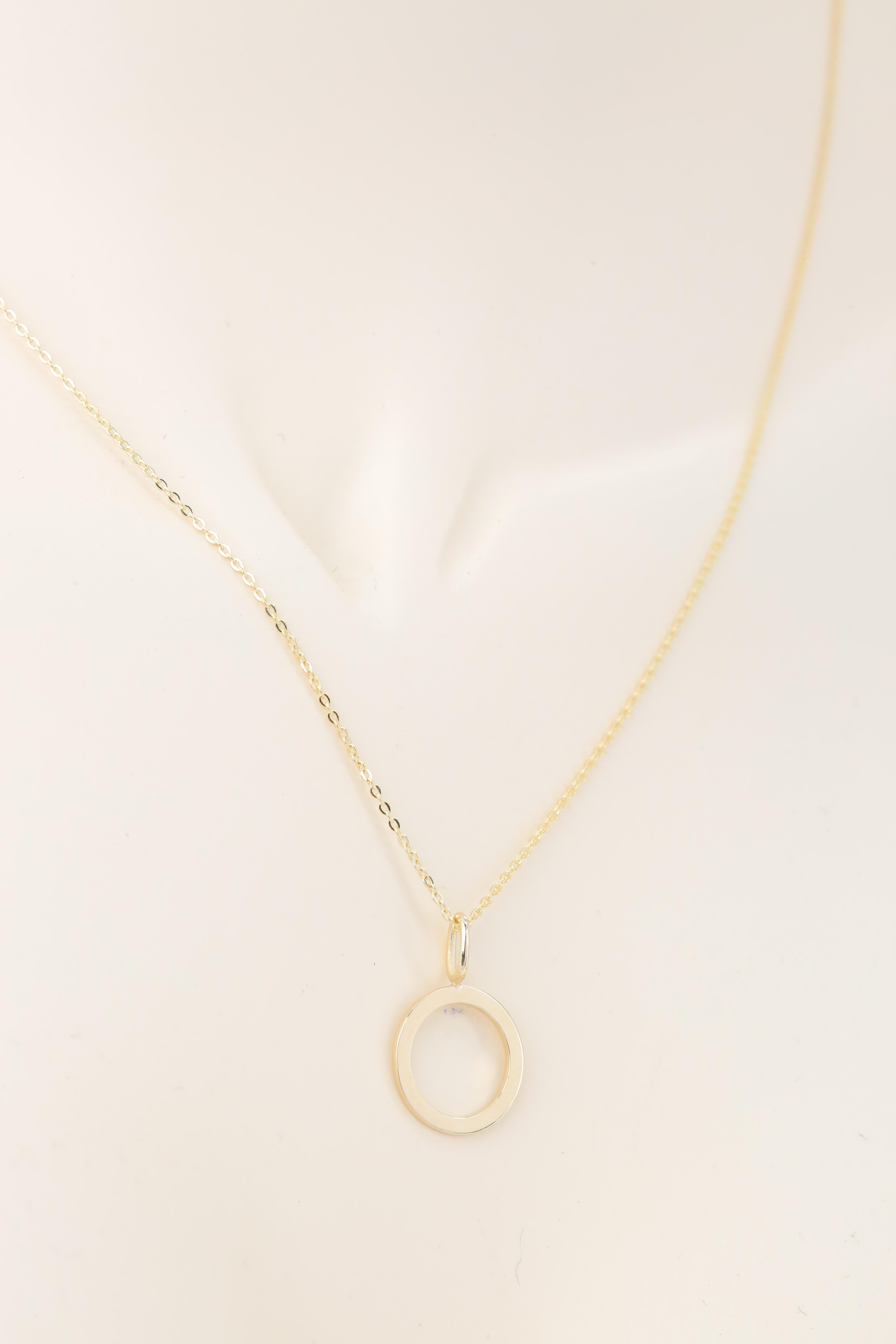 14k Gold Necklaces, Letter Necklace Models, Letter O Gold Necklace-Gift Necklace For Sale 1