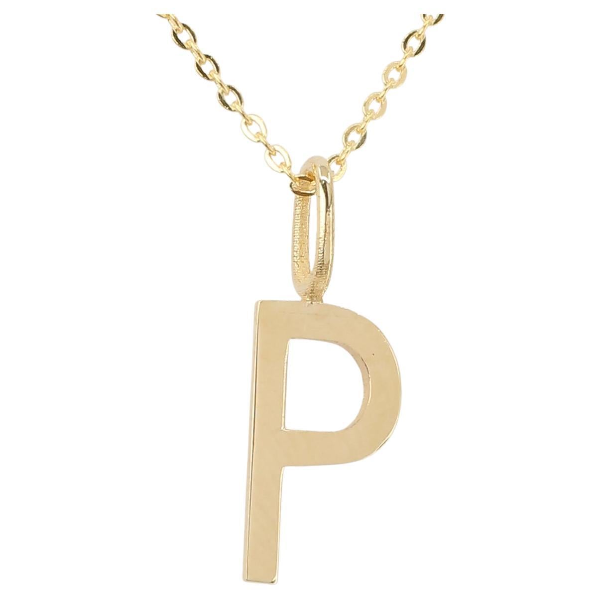 14k Gold Necklaces, Letter Necklace Models, Letter P Gold Necklace-Gift Necklace For Sale