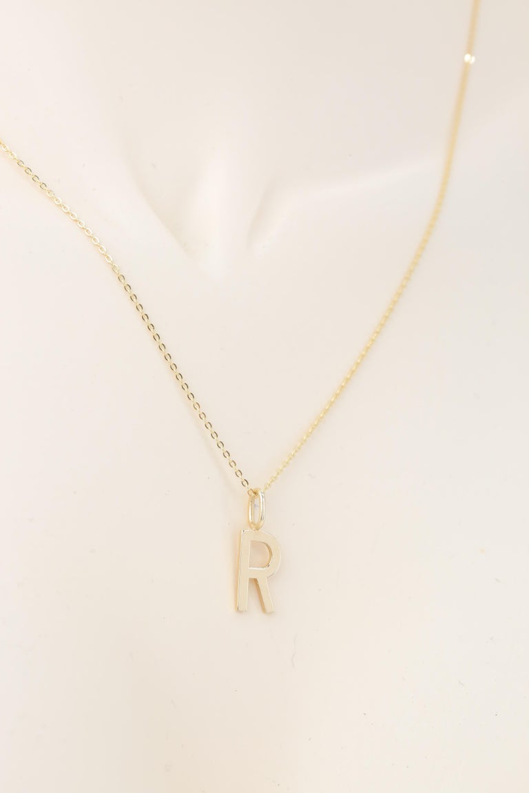 14k Gold Necklaces, Letter Necklace Models, Letter R Gold Necklace-Gift ...
