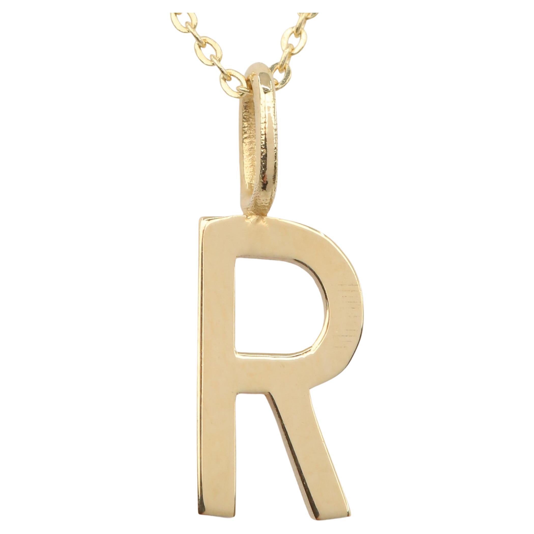 14k Gold Necklaces, Letter Necklace Models, Letter R Gold Necklace-Gift Necklace